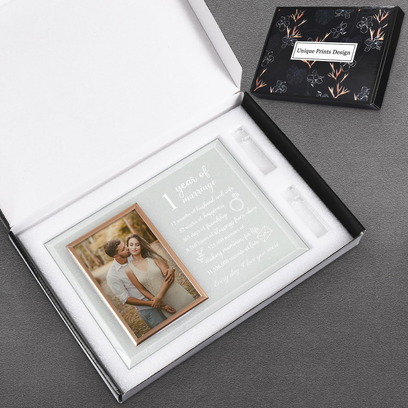 1st Wedding Anniversary Gifts for Couples - Personalized Picture Frame for Her or Him - Romantic 1 Year Paper Anniversary Present for Wife or Husband - Perfect for Displaying Wedding Photos & Celebrating Your First Year of Marriage