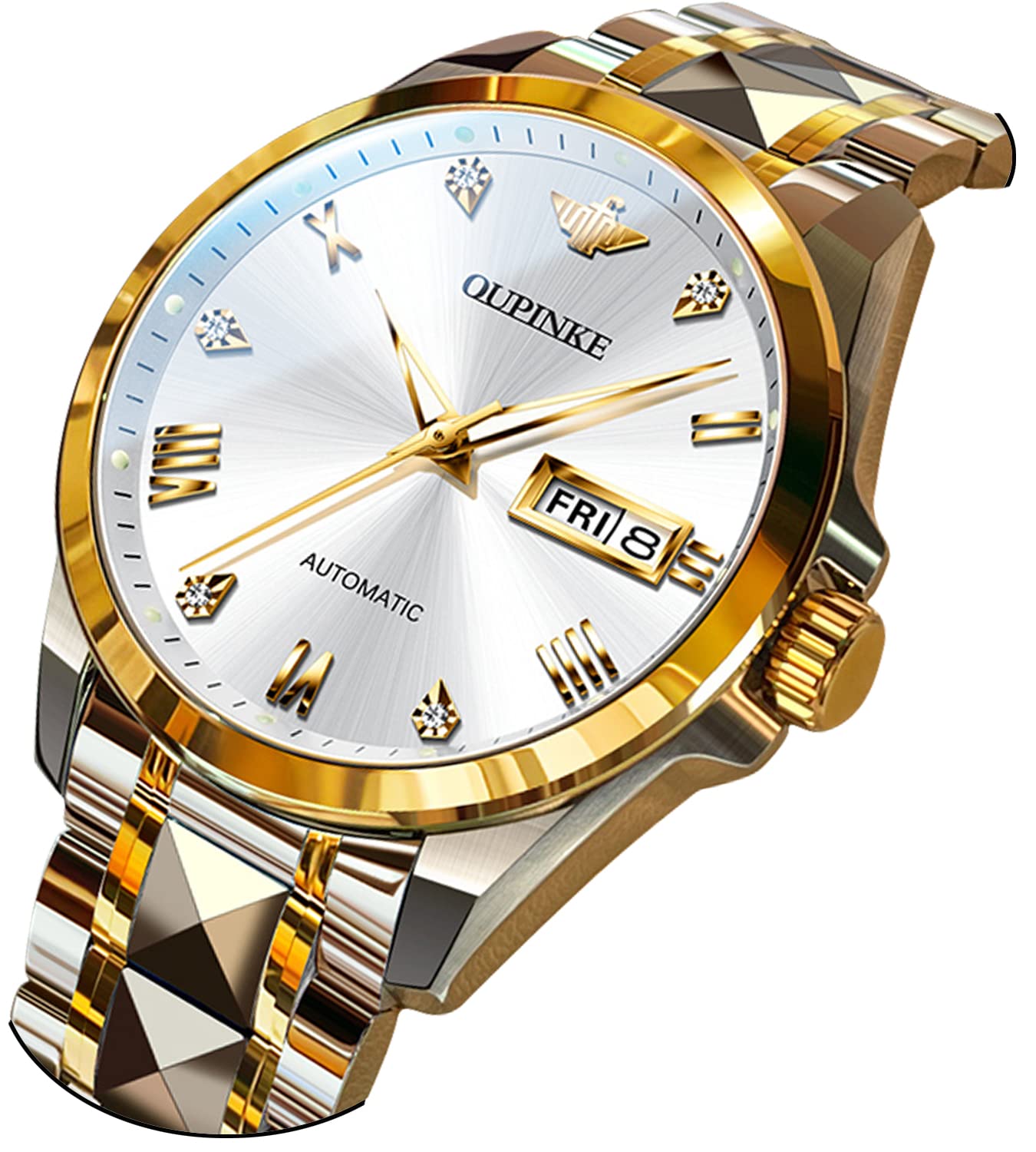 Luxury Automatic Mechanical Watches for Men - Diamond Accents, Waterproof, Luminous, Tungsten Steel Strap with Sapphire Crystal - Perfect for Business, Formal Events & Everyday Wear