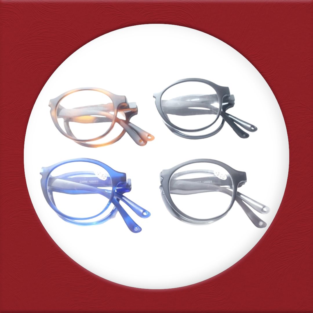Round Folding Reading Glasses with Zip Pouch - Compact & Portable Reading Eyewear for Men & Women - Perfect for Travel, Reading, and Everyday Use