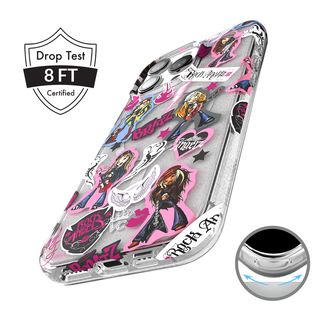 Bratz Rock Angelz Glitter iPhone Case - Trendy Sparkle Phone Cover for iPhone 13/14/15 Pro Max - Perfect for Concerts, Parties & Fashion Lovers