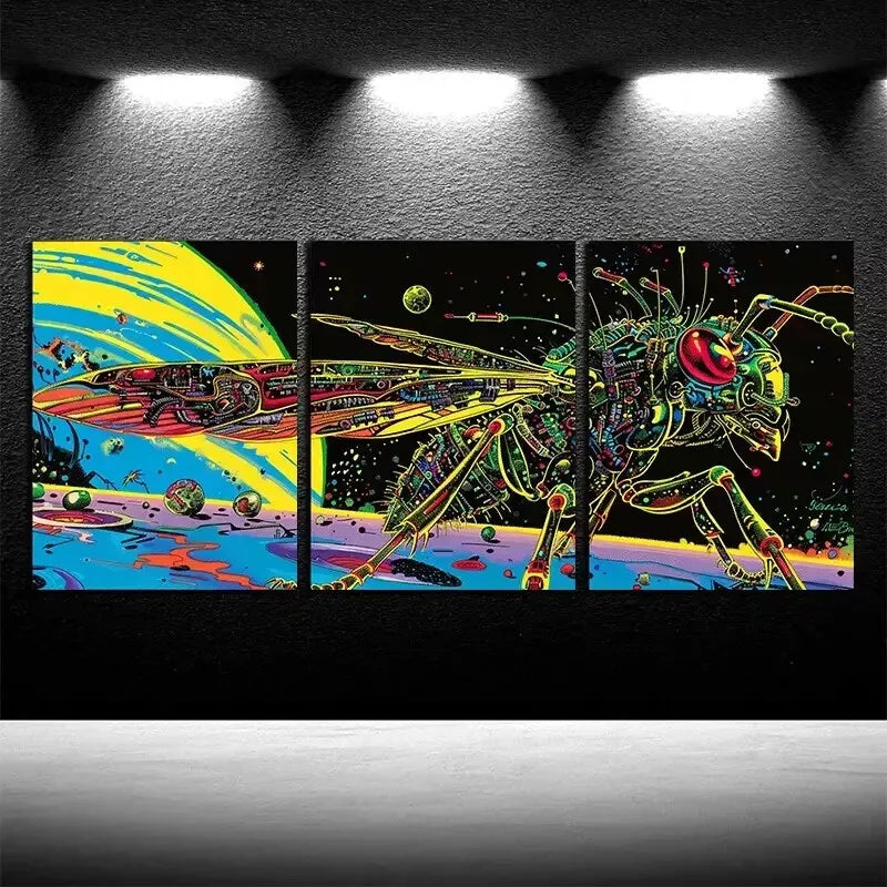 3-Piece Chic Ant Themed Digital Wall Art Set - 50x70cm Framed Canvas Prints | High Quality Australian Made Home Decor | Perfect for Living Room, Bedroom & Office Wall Decor