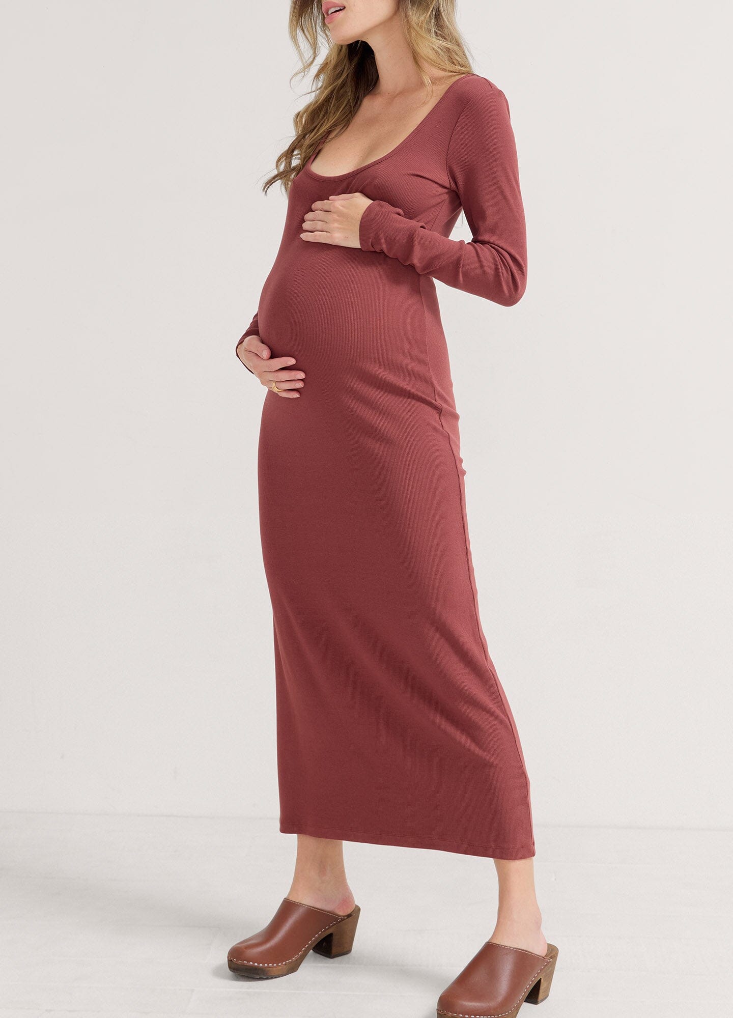 Long Sleeve Ribbed Knit Dress for Women - Comfortable Stretchy Bodycon Midi Dress for Casual Wear, Office, Date Night & Fall Outfits