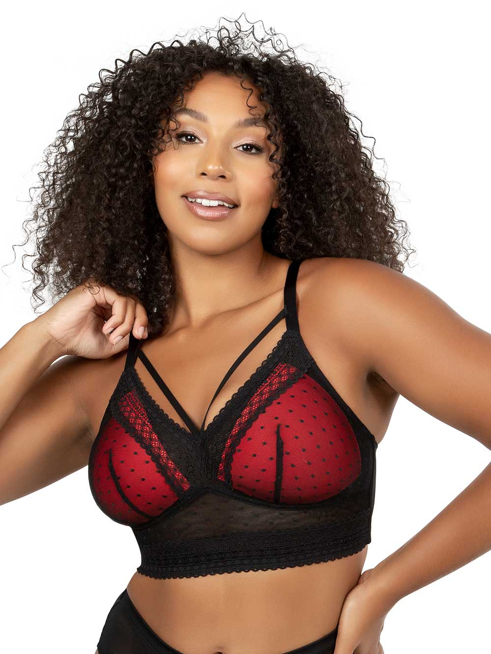 Parfait Mia Dot Wire-Free Padded Mesh Bralette - Comfortable Seamless Underwire Bra for Women, Black | Perfect for Yoga, Lounge & Everyday Wear