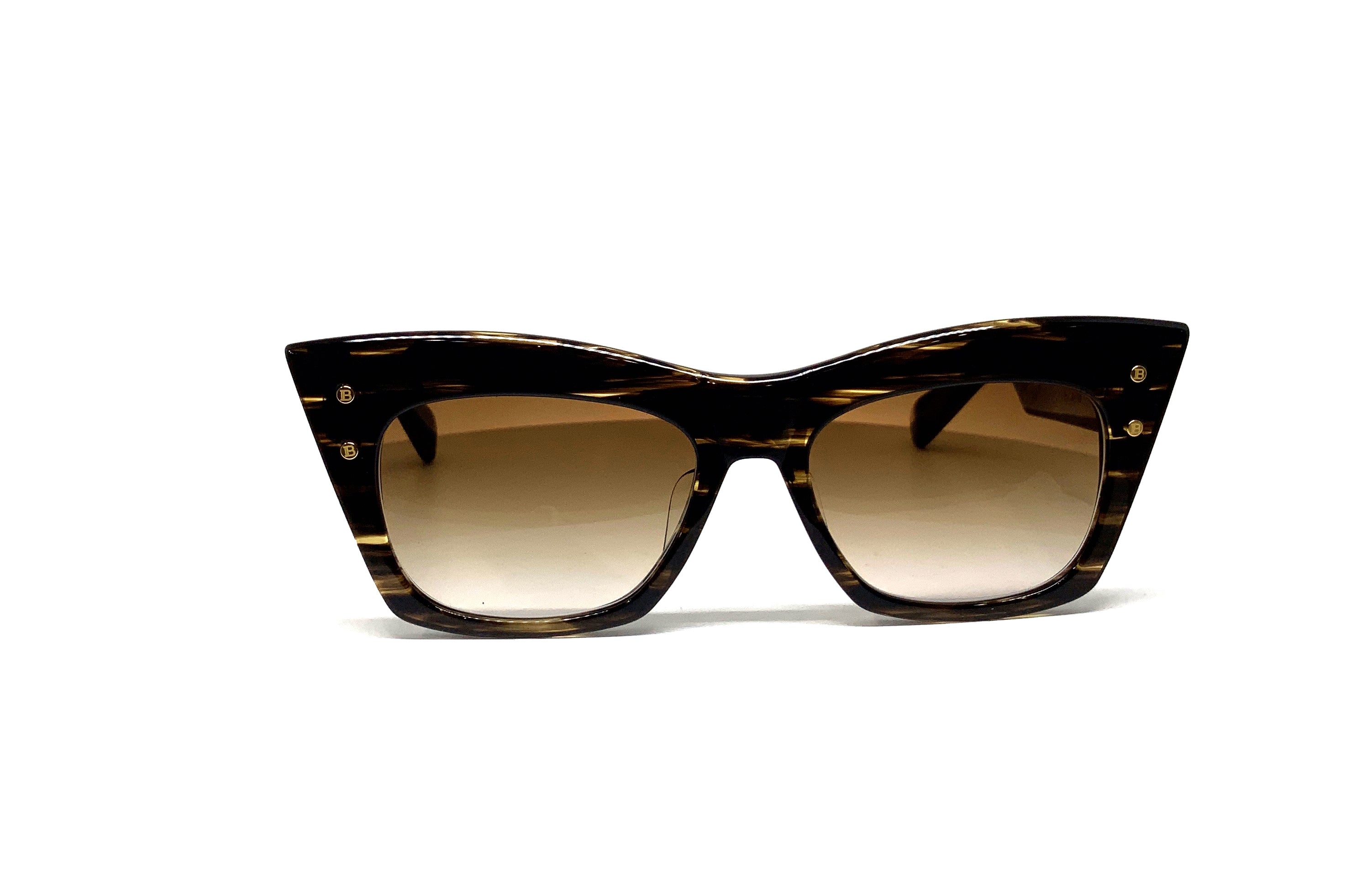 Balmain B II Sunglasses Dark Brown Swirl & Gold Frame - Stylish UV Protection for Outdoor Activities & Fashion Accessories