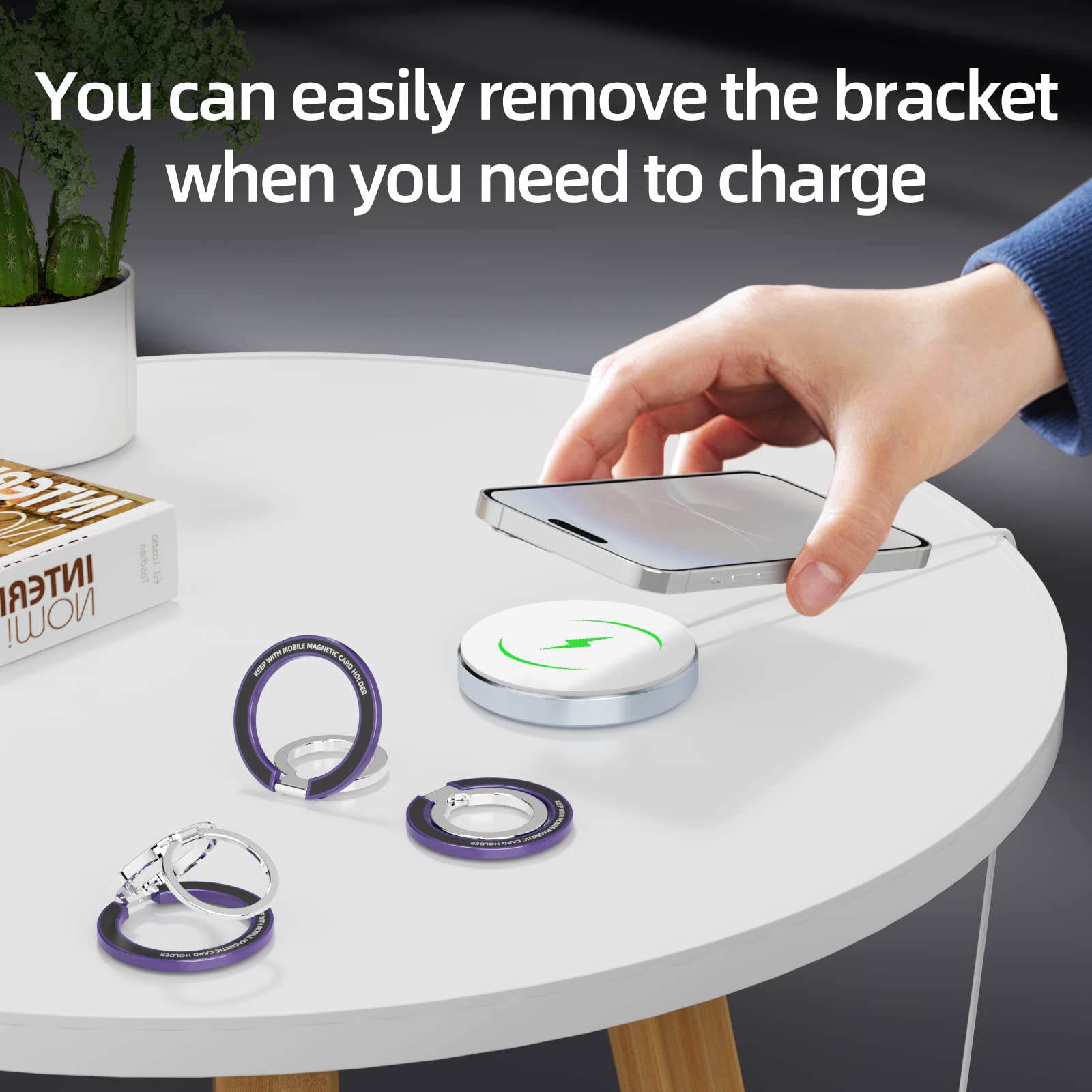 Magnetic Phone Ring Stand for MagSafe - Dark Purple Holder for iPhone 12/13/14 - Perfect for Hands-Free Viewing