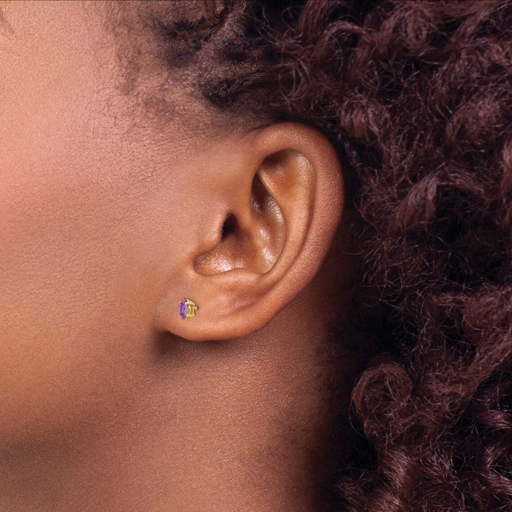14K Yellow Gold Marquise Amethyst Stud Earrings for Women - Dainty Fine Jewelry Gift for Her (5x2.5mm) - Perfect for Valentine's Day, Anniversary & Birthday Presents