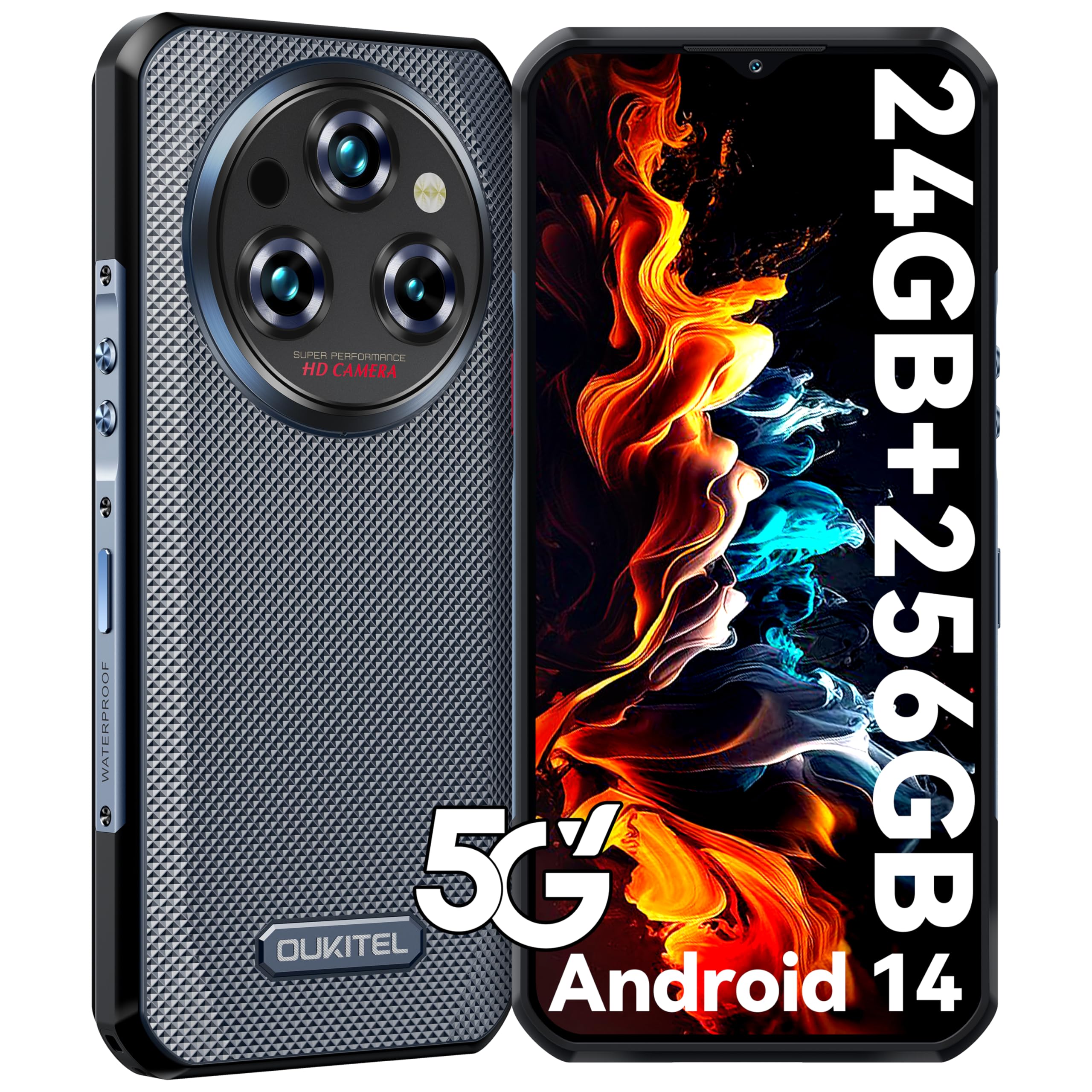 OUKITEL WP35 5G Rugged Smartphone - 24GB RAM + 256GB ROM (Expandable to 2TB) | 11000mAh Battery | 6.6