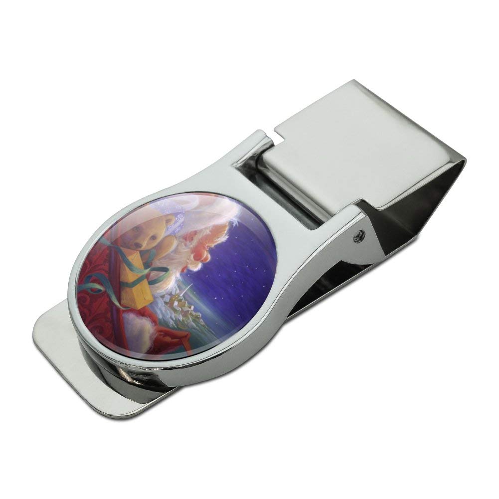 Santa Claus Sleigh Ride Money Clip - Chrome Plated Metal Gift for Christmas Holiday - Perfect for Cash, Credit Cards & Gifts