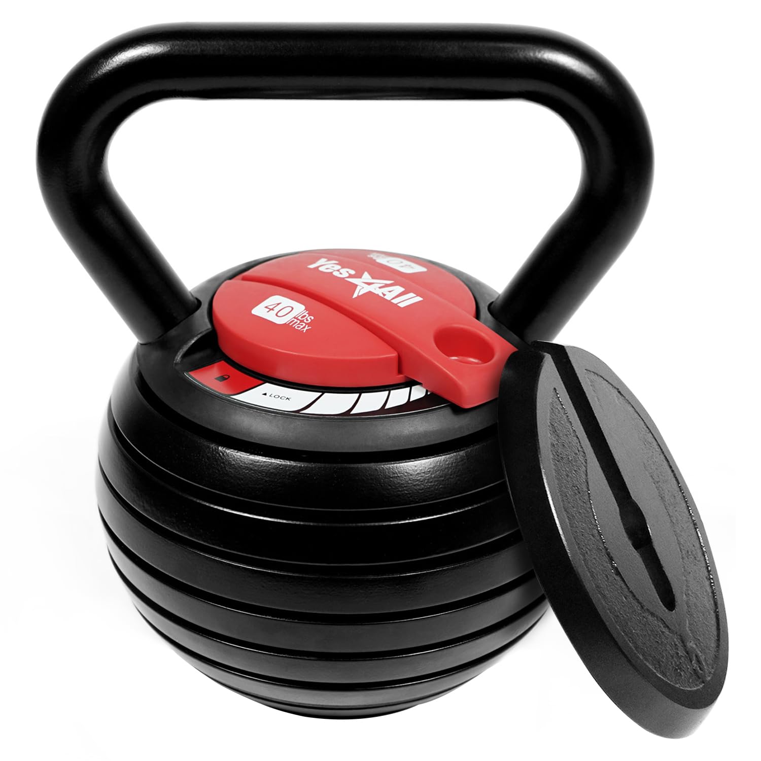 Yes4All Adjustable Kettlebell - Solid Cast Iron Weight for Strength Training, Full Body Workout, Weightlifting & Core Conditioning | Perfect for Home Gym, CrossFit, HIIT & Functional Fitness Training