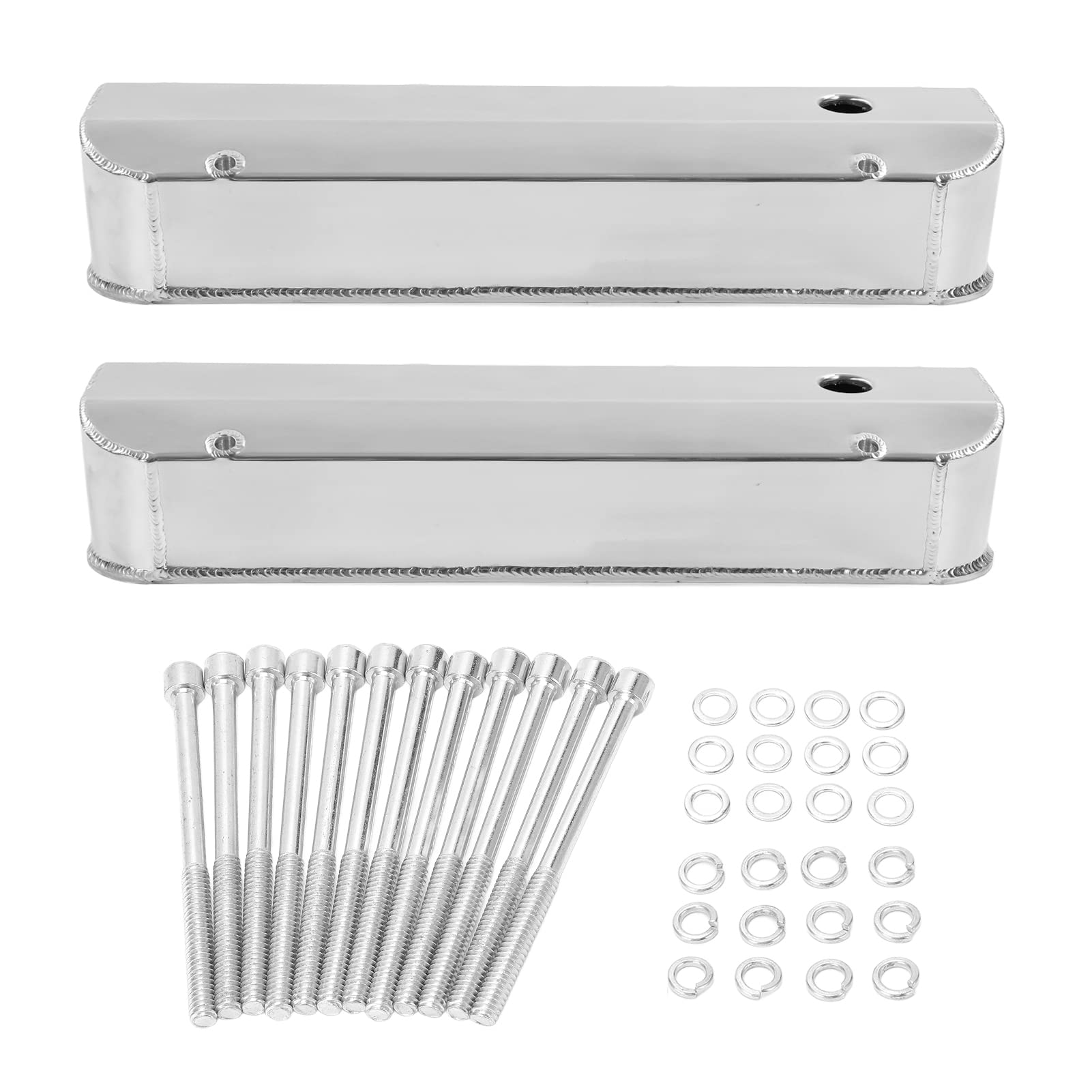 High-Performance Fabricated Aluminum Valve Covers (2-Piece Set) - Tall Baffled Design, 6355 Polished Finish - Compatible with BB/BBF 429 & 460 Engines - Perfect for Engine Upgrades, Hot Rods, and Muscle Car Restoration Projects