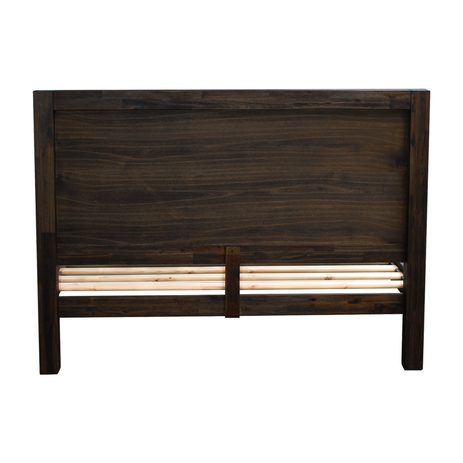 Bedzy Luxe Nowra Double Size Solid Wood Veneered Acacia Bed Frame in Chocolate - Premium Bedroom Furniture for Master & Guest Rooms