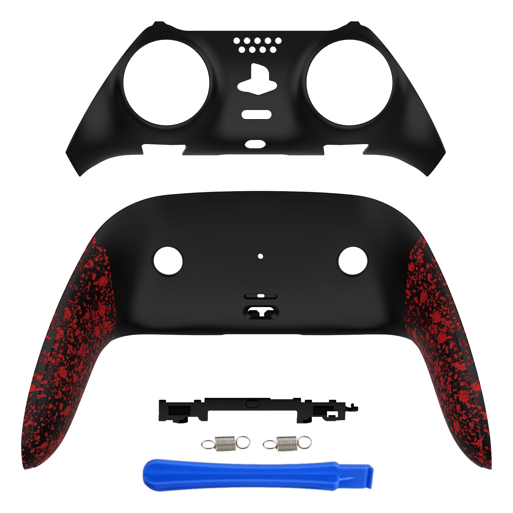 eXtremeRate Textured Red Top Bottom Shell Cover for PS5 Edge Controller - DIY Replacement Front & Back Clip, Custom Plates (CXQEGP014) - Perfect for Gaming, Customization & Controller Protection