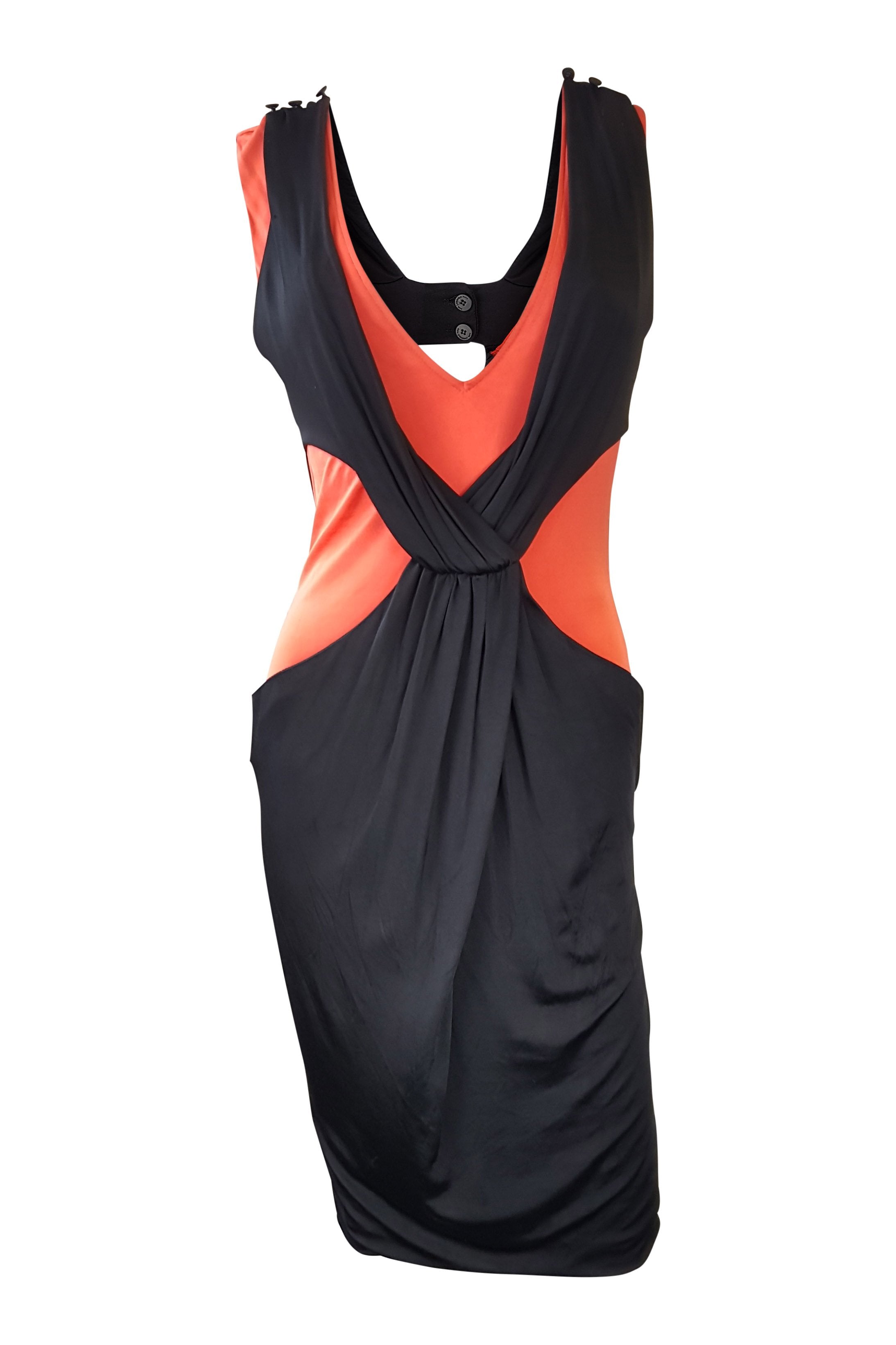 KARL LAGERFELD Women's Black & Red Color Block Spandex Bodycon Dress Size IT 40 | Slim Fit Stretchy Party & Cocktail Dress for Night Out