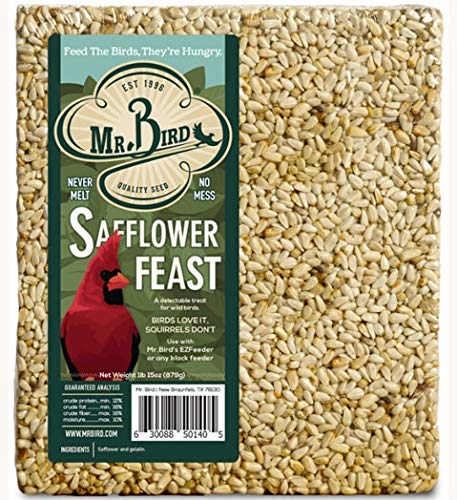 Mr. Bird 4-Pack Safflower Feast Large Wild Bird Seed Cake - 1 lb. 15 oz. - Premium Bird Food for Cardinals, Finches & Wild Birds - Perfect for Backyard Bird Feeders & Nature Lovers