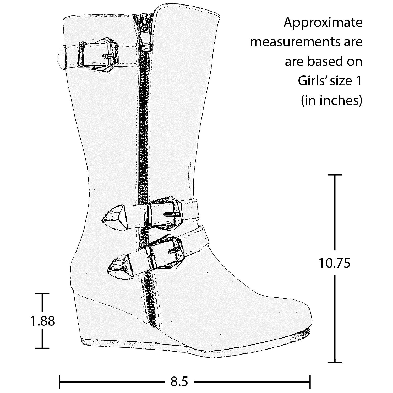 **Girls' Mid Calf to Knee High Boots with Wedge Heel - Casual Buckle & Zipper Design - Fuchsia Pink Size 9 Toddler - Perfect for School, Playdates & Winter Outfits**