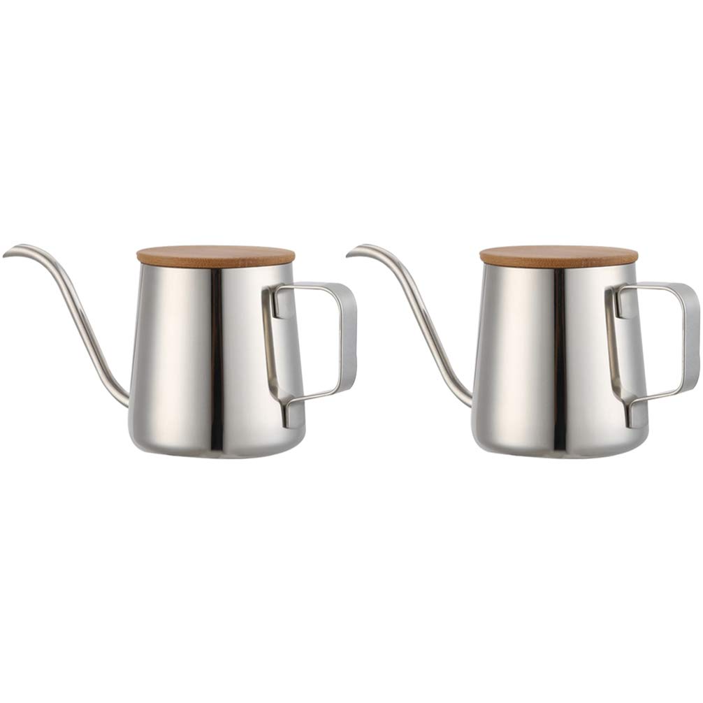 Premium Stainless Steel Gooseneck Coffee Kettle with Bamboo Lid - 2-Piece Barista Pour Over Tea Kettle Set for Precision Brewing | Ideal for Pour Over Coffee, Tea Making & Home Kitchen Use