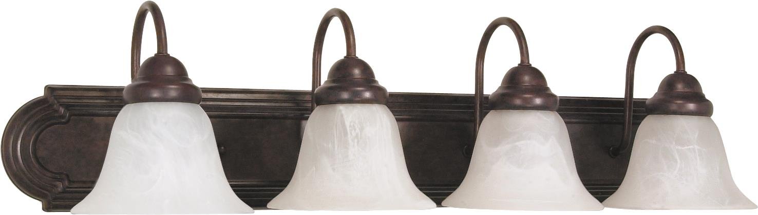 Ballerina 4-Light Vanity Light Fixture - 100W Equivalent, Alabaster Glass Shade, Antique Bronze Finish - Perfect for Bathroom Makeup Vanity & Dressing Room Lighting