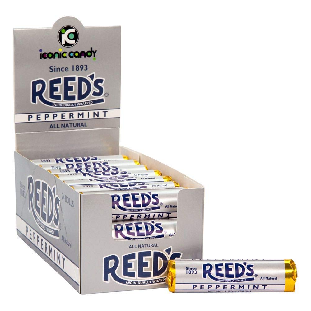 Reed’s Peppermint Candy Rolls – Classic Hard Peppermint Candies | Minty Fresh & Sweet Flavor | 24-Count Pack | Perfect for Holiday Gifts, Office Treats & Fresh Breath