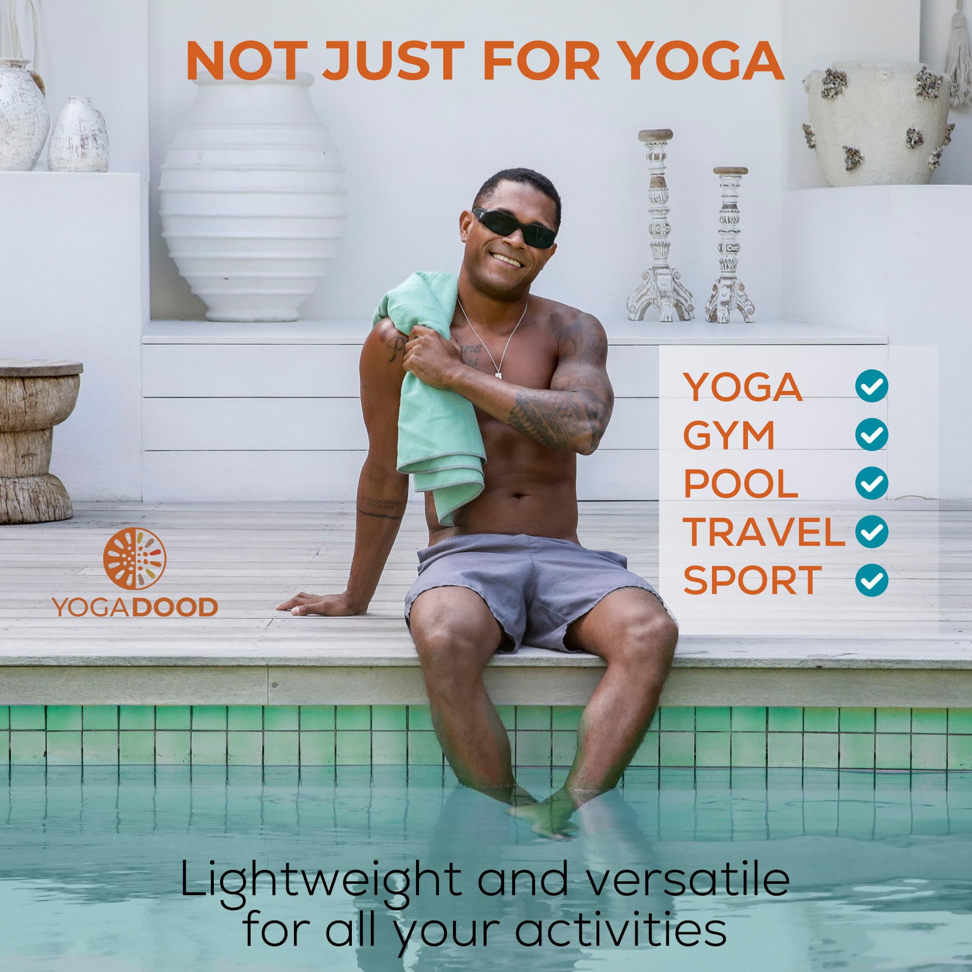 Premium Long Yoga Mat Towel & Compact Face Towel Set - Non-Slip, Absorbent Microfiber for Hot Yoga, Gym & Workouts - Ideal for Bikram, Ashtanga & Home Exercise - Pack of 2 (Great for Sweat Absorption & Grip Enhancement)