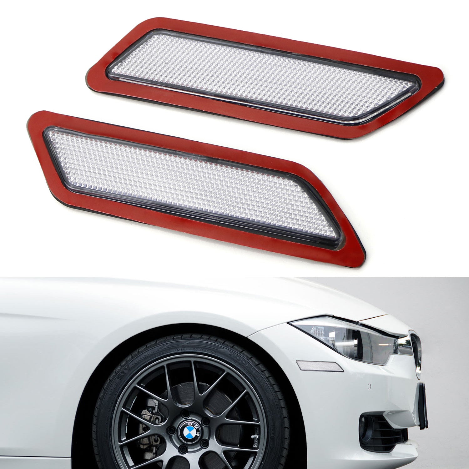 Clear Lens Front Bumper Side Markers for 2012-2015 BMW F30 F31 Pre-LCI 3 Series - Enhanced Visibility & Style Upgrade for Night Driving & Custom Look