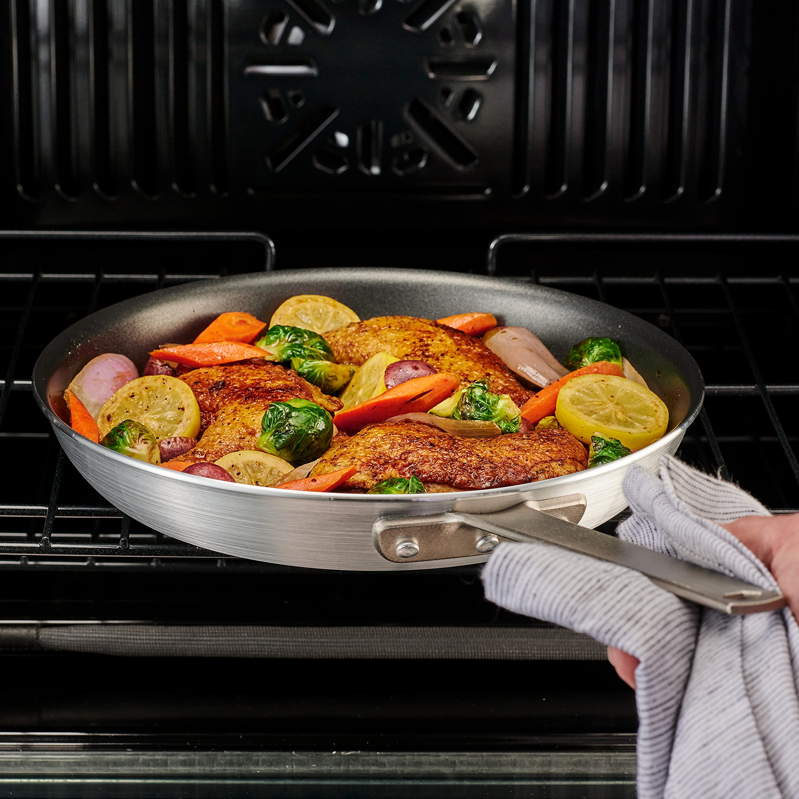 Tramontina Professional 14-Inch Nonstick Extra Large Frying Pan - Heavy-Gauge Aluminum Skillet with Reinforced Coating, Red Handle, Dishwasher & Oven Safe (450°F) - Perfect for Searing, Sautéing & Family Cooking