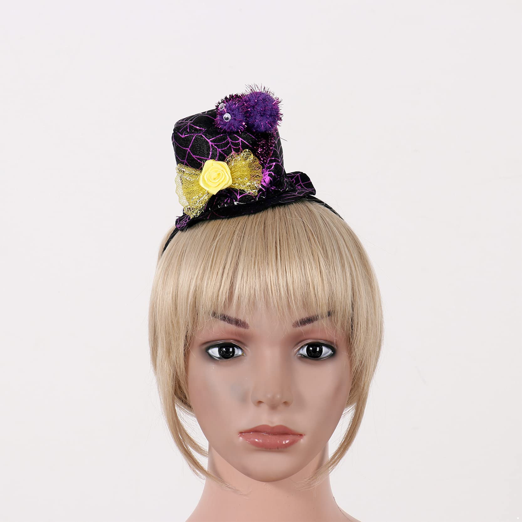 Halloween Spider Web Witch Hat with Lace Veil - Gothic Top Hat Headband for Costume Parties, Masquerade Balls & Dress Up - Elegant Hair Accessories for Women (Perfect for Halloween, Cosplay & Themed Events)
