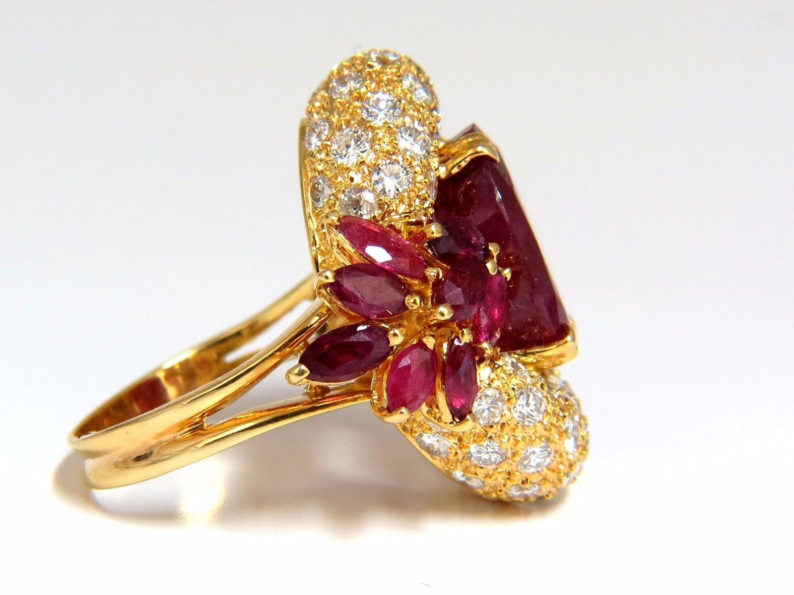 11.00CT Natural Oval Red Ruby & Diamond Cocktail Ring in 14K Gold - Elegant Jewelry for Parties, Weddings & Special Occasions