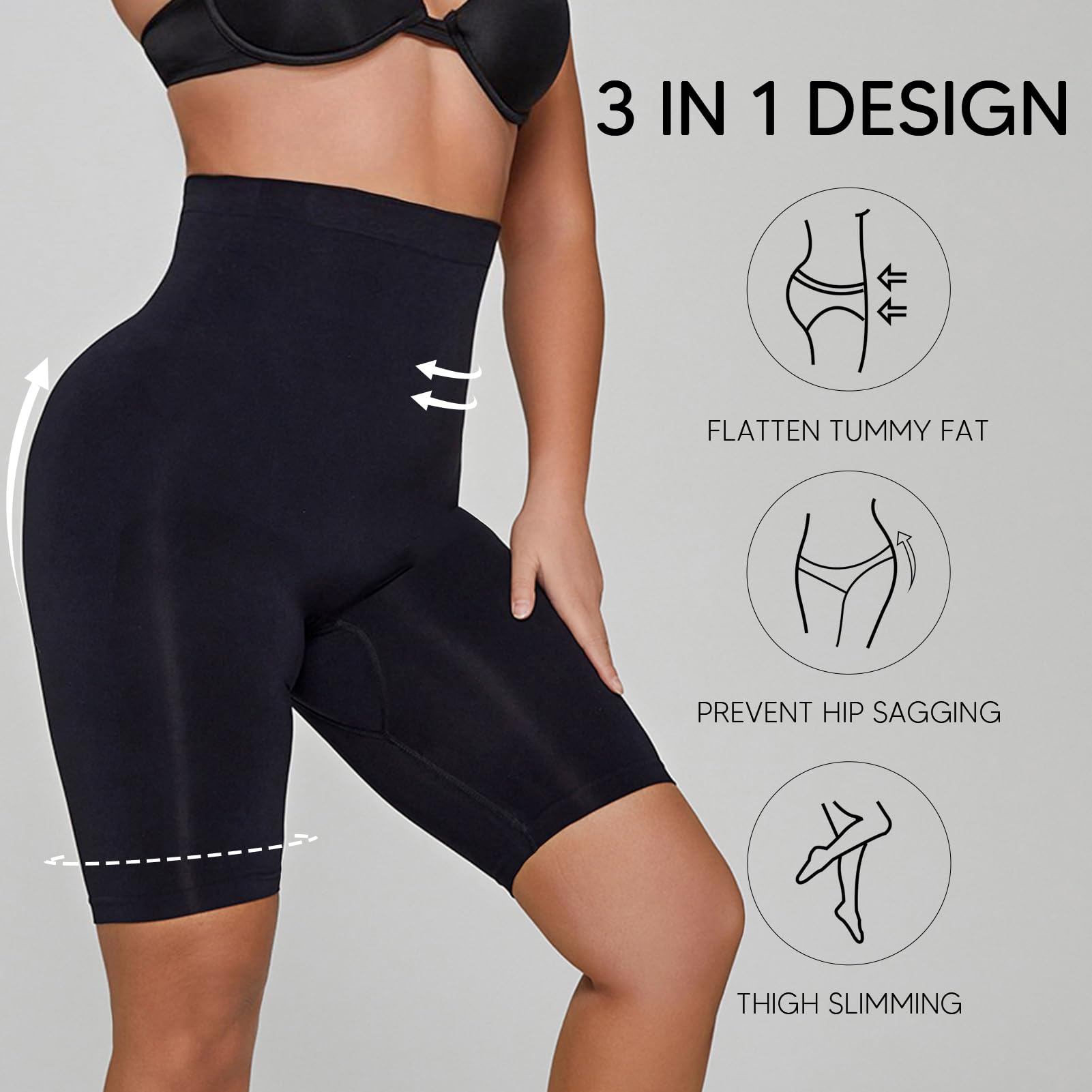 Best Women's Shapewear Shorts - High Waisted Tummy Control & Butt Lifting Bodyshaper - Thigh Slimming Underwear for Daily Wear, Workout & Special Occasions