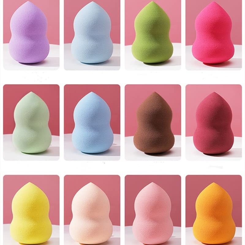 Professional Non-Latex Makeup Sponge - Mini Gourd Powder Puff for Wet & Dry Application | Blue Beauty Blender for Foundation, Concealer & Cream Makeup | Perfect for Travel & Everyday Makeup Routine