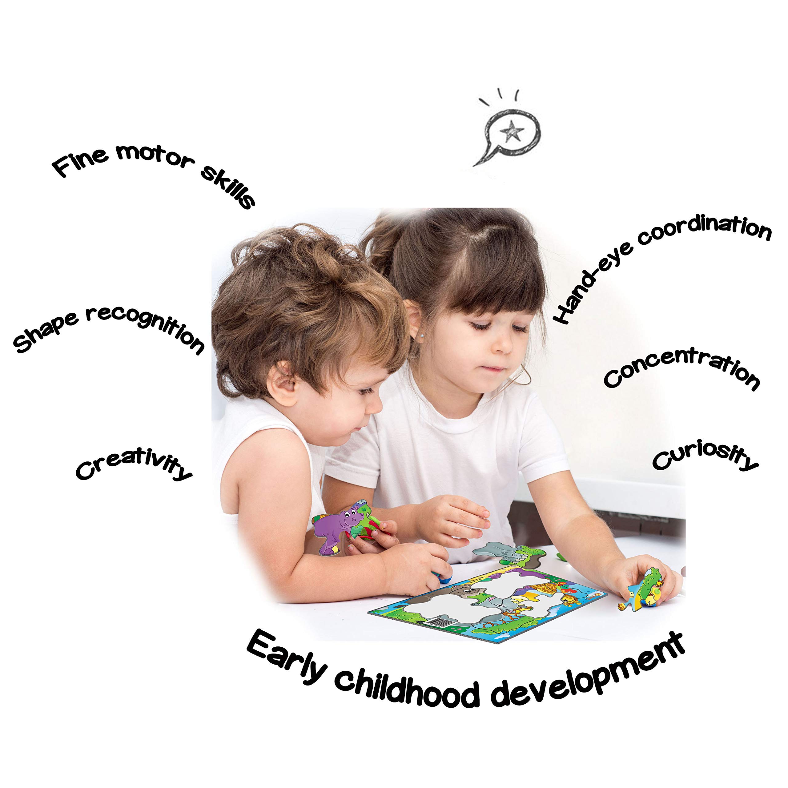 Just Smarty Toddler Puzzles Set of 2 - Ocean & Zoo Shapes for Kids 2-4 | Preschool Learning Games for Classroom & Home Play