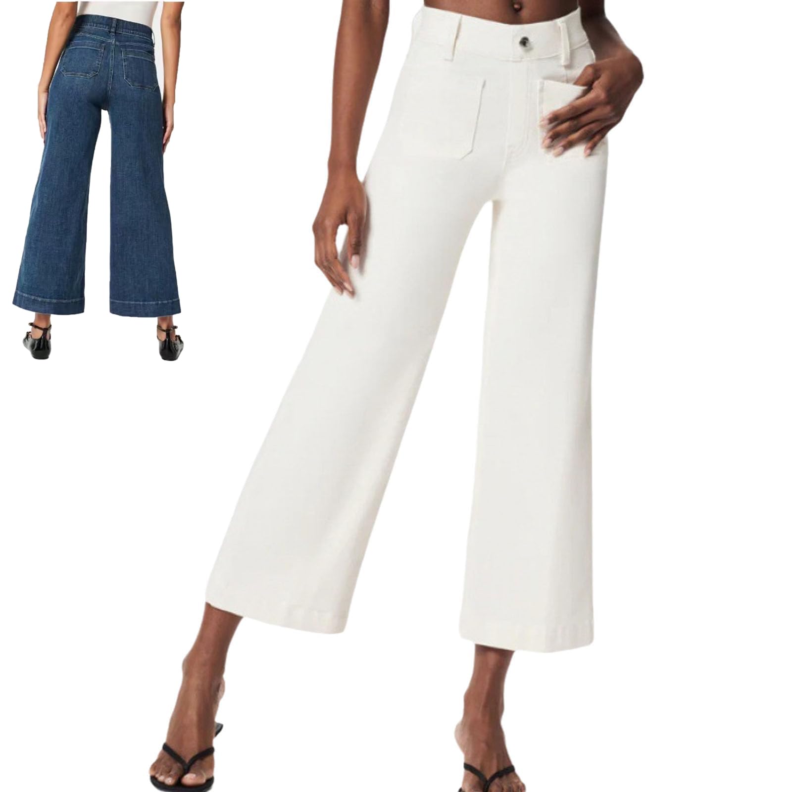 Lovinpro High Waisted Wide Leg Jeans for Women - Tummy Control Cropped Flare Pants | Comfortable & Stylish for Casual Wear, Office, and Date Night Outfits
