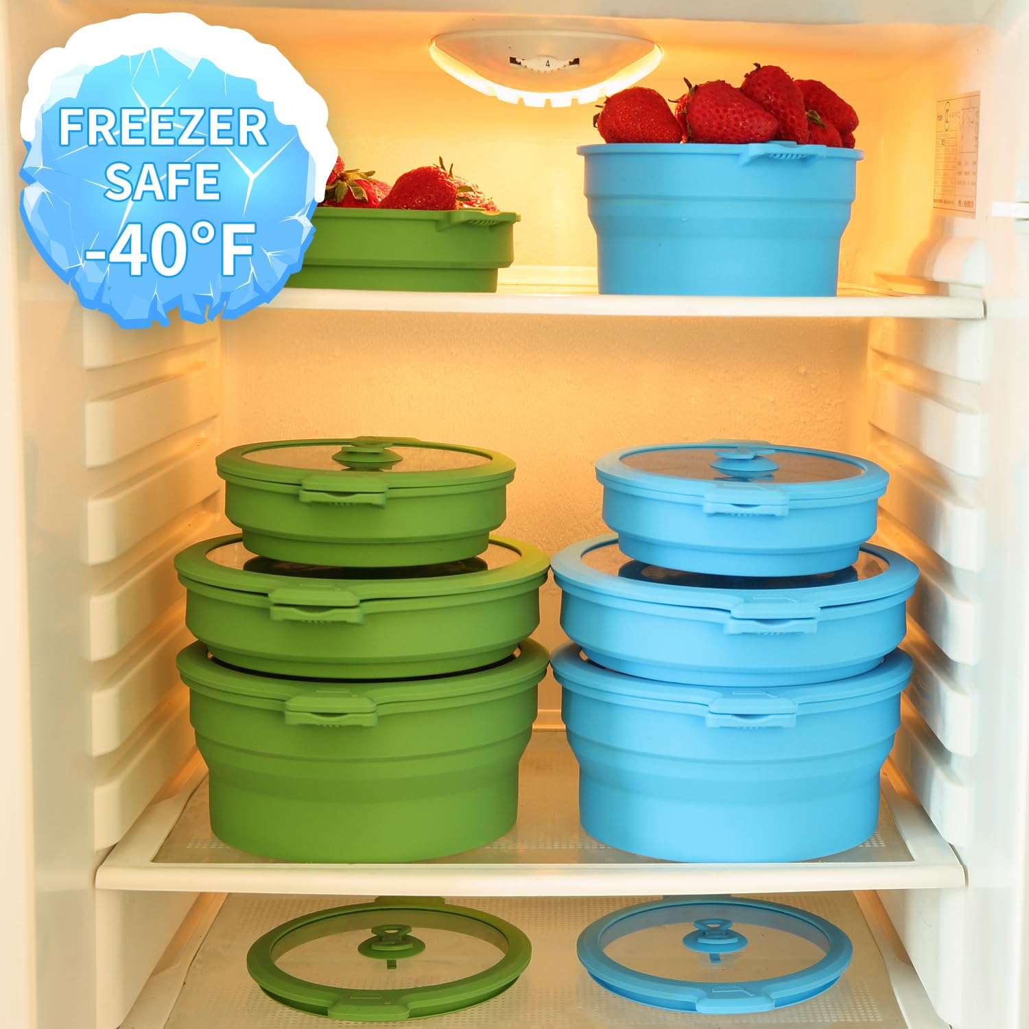 Collapsible Silicone Microwave Cookware Set - 0.8L & 1.4L BPA-Free Steamer with Lids, Glass Food Storage Containers & Mixing Bowls for Healthy Cooking | Perfect for Meal Prep, Leftovers & Small Space Kitchens
