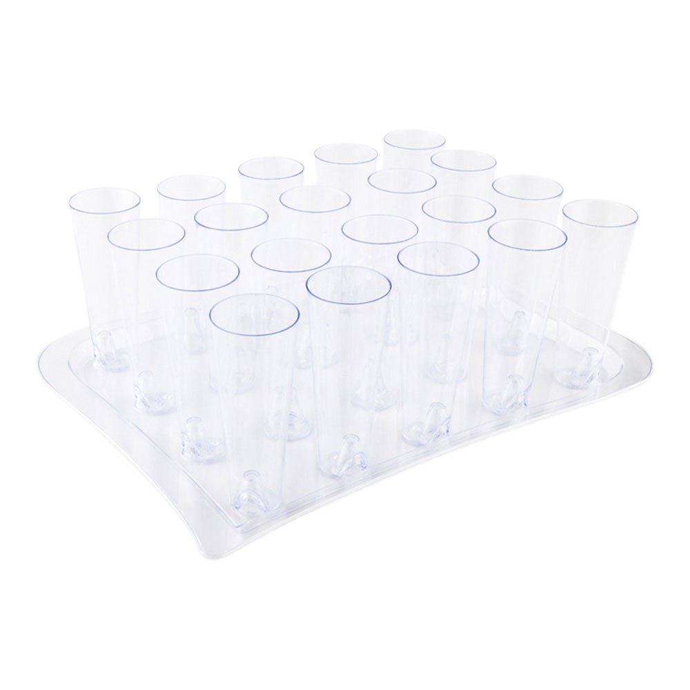 5 oz Clear Plastic Tall Cocktail Glasses with Serving Tray - 14.5