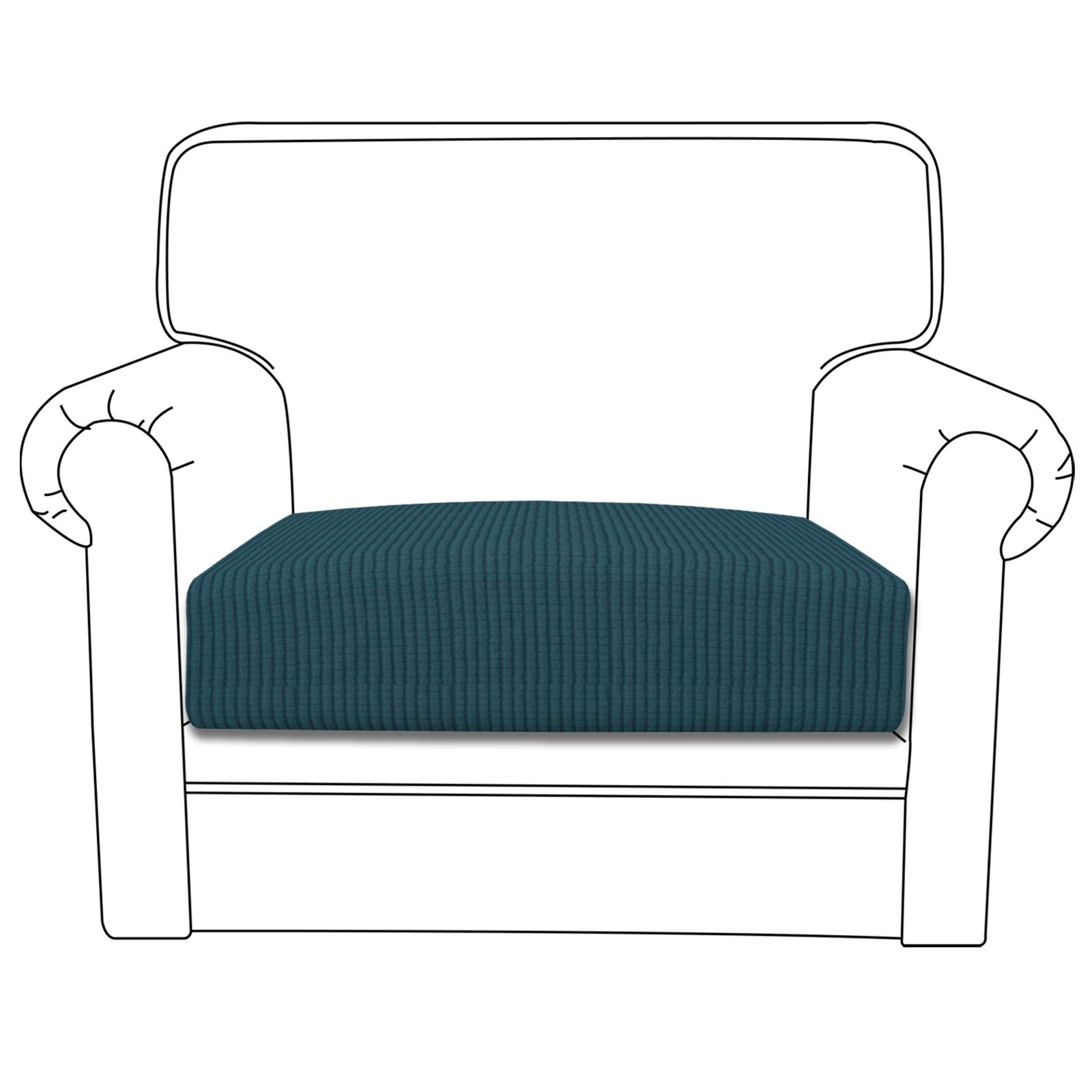 Breathable Stretch Chair Cushion Cover - Elastic Sofa Seat Protector Slipcover - Soft Flexible Furniture Protector with Elastic Bottom (Deep Teal) - Perfect for Living Room, Office, Dorm & Outdoor Furniture Protection