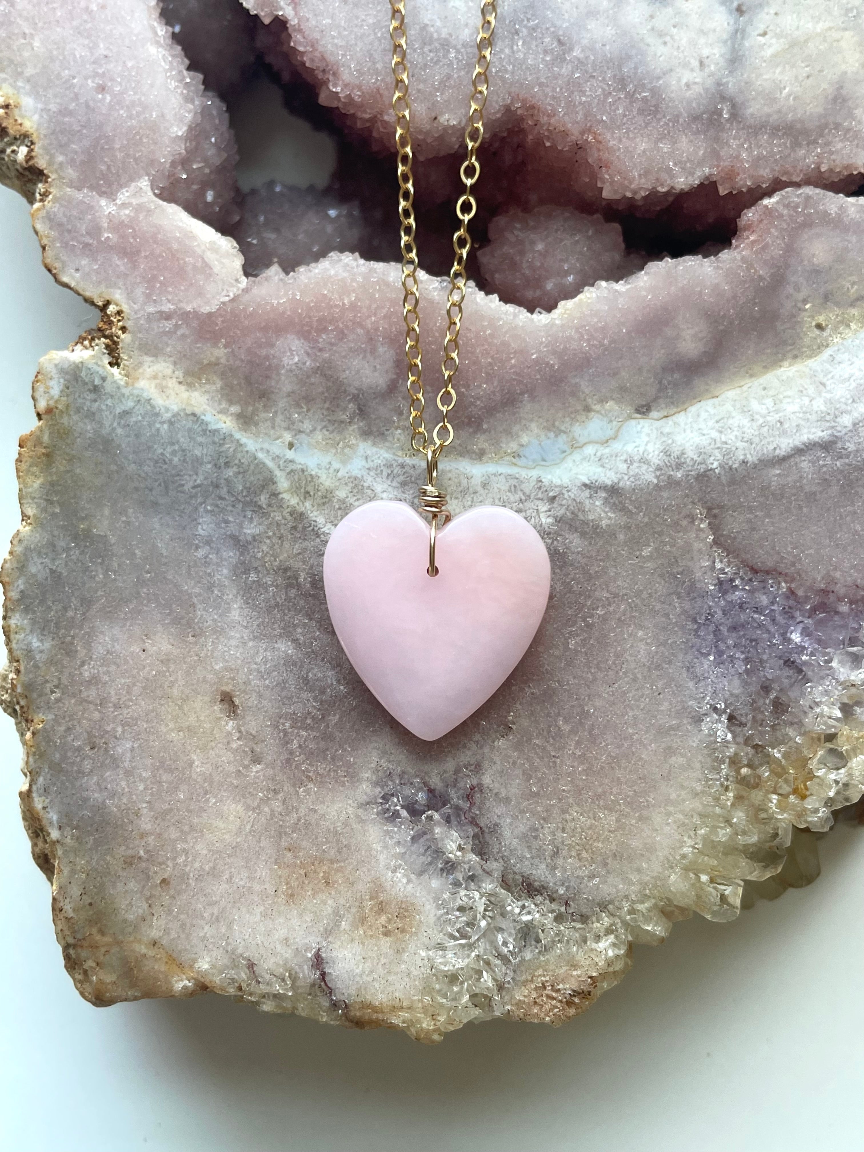 Pink Opal Heart Pendant Necklace for Women - Dainty Rose Gold Jewelry Gift for Valentine's Day, Anniversary & Birthday - Perfect for Romantic Dates, Weddings & Special Occasions