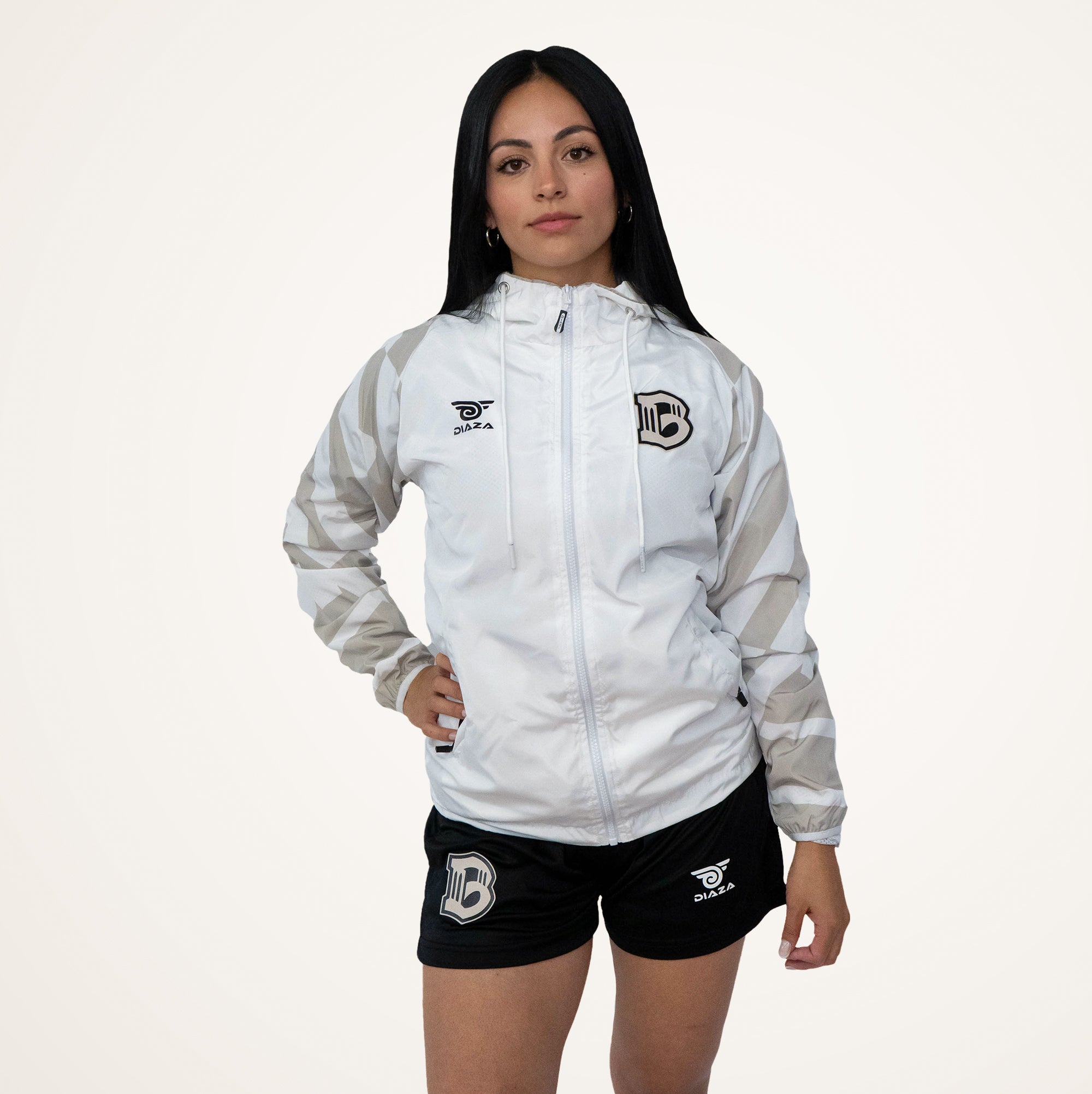 Brooklyn FC Women's White Windbreaker Jacket - Lightweight Waterproof Running & Outdoor Sports Windbreaker for Women