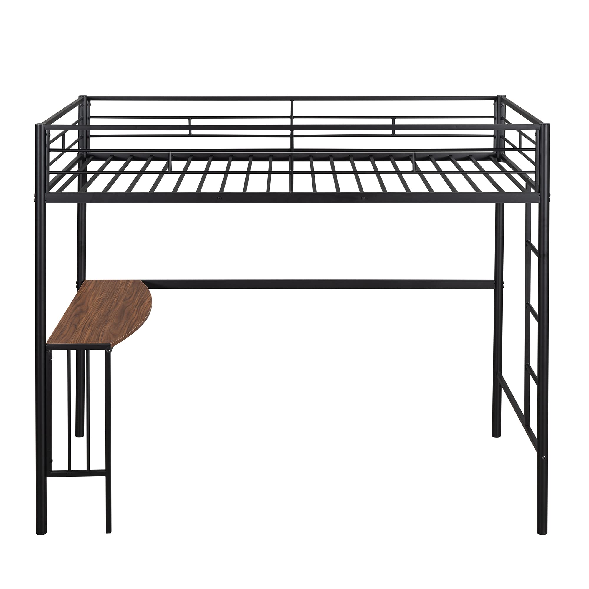 **Harper & Bright Designs Twin Over Full Bunk Bed with Study Desk - Metal Bunk Bed for Kids & Teens - Convertible to Loft Bed or Platform Bed - Space-Saving Black Bed for Small Rooms & Dormitories**