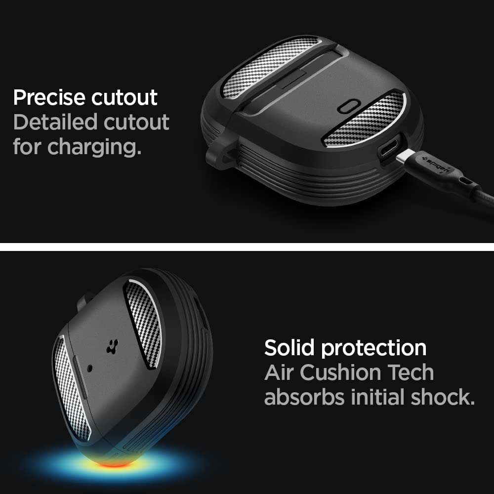Spigen Rugged Armor Protective Case for Bose QuietComfort Ultra Earbuds (2023) & QC Earbuds II (2022) - Shockproof Matte Black Cover - Perfect for Travel, Workouts & Daily Use