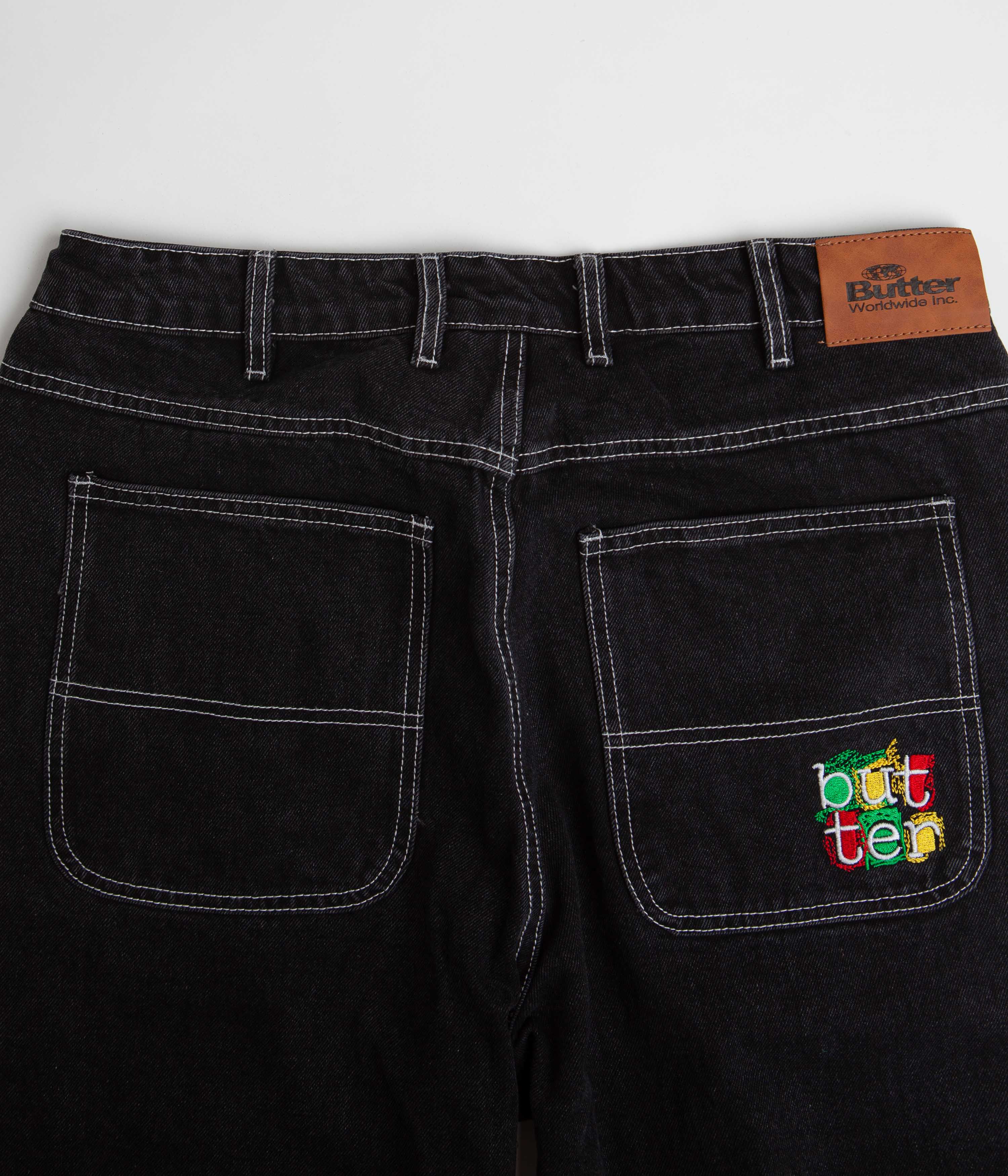 Butter Goods Scribble Jeans - Flat Black Distressed Denim Pants for Men | Streetwear Fashion & Casual Wear