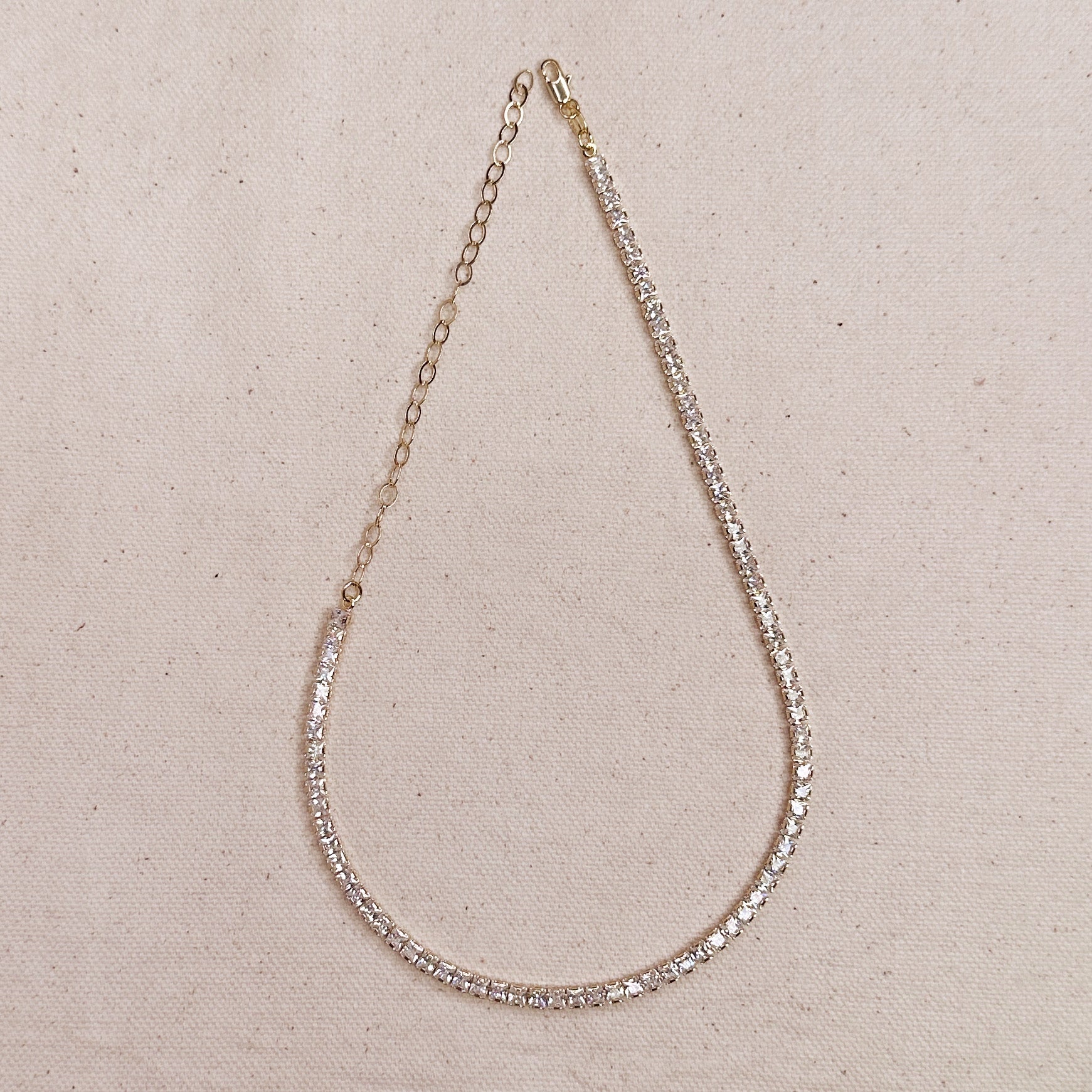18K Gold Filled 3mm Cubic Zirconia Tennis Necklace for Women - Elegant Layered Jewelry Gift for Bridal, Party & Everyday Wear