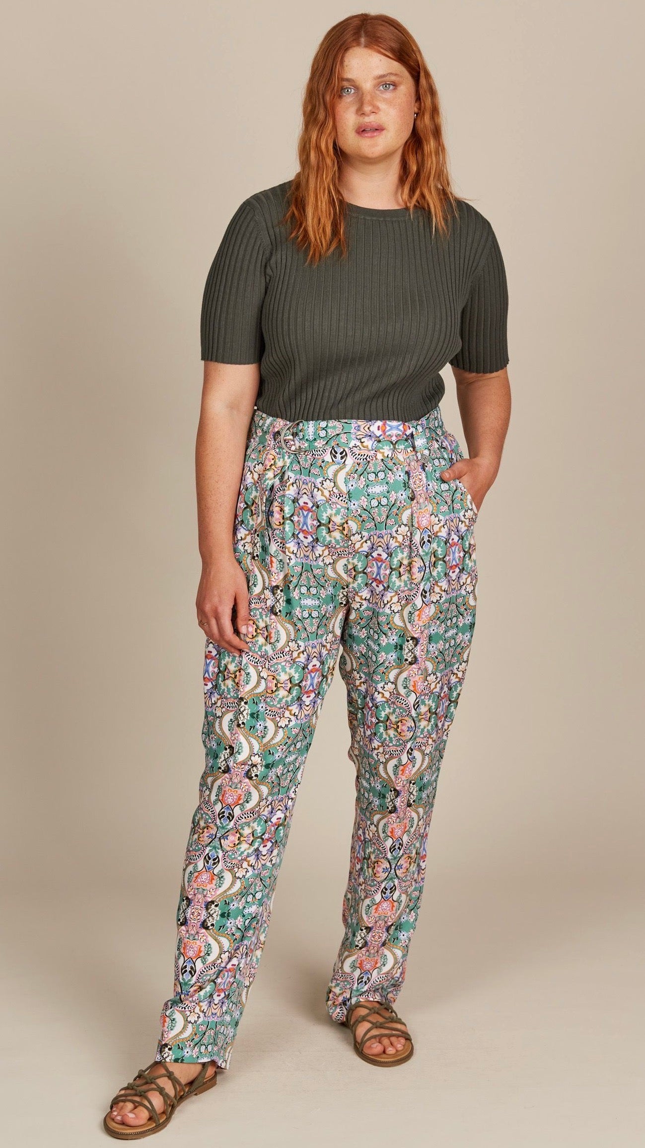 Esme Pant Lotus Fleuron Floral Print Pants - Stylish & Comfortable Women's Trousers for Casual Wear, Office & Summer Outfits