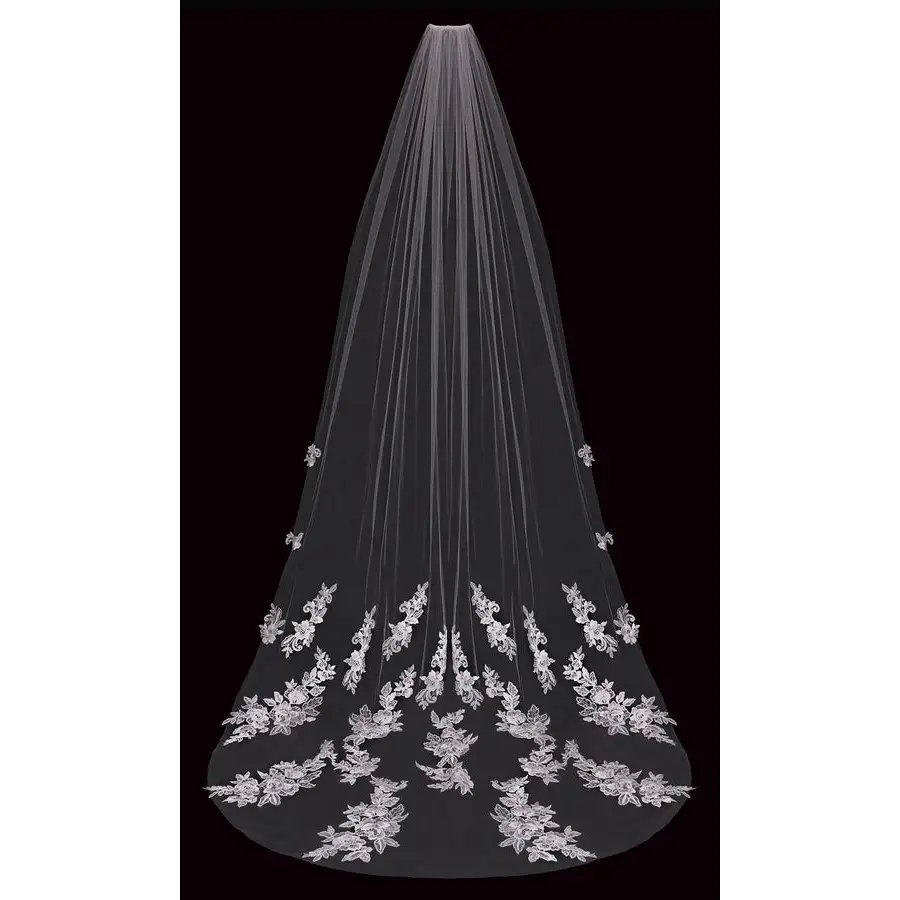 V2198C Cathedral Veil - Elegant Long Wedding Veil for Bride | Perfect for Church Ceremonies & Formal Weddings