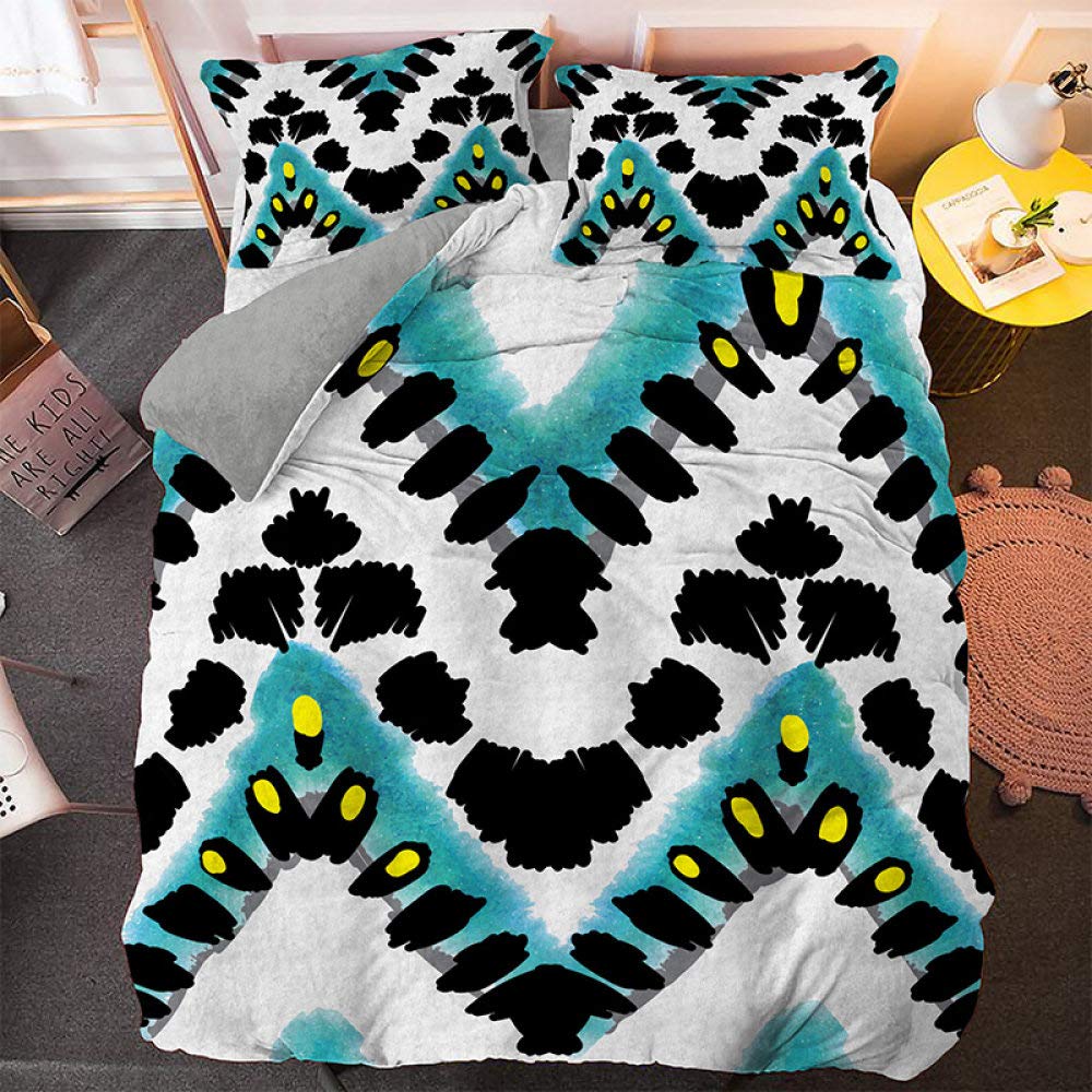 Soft 3-Piece Duvet Cover Set with Geometric Print - 2 Pillow Shams Included (No Comforter/Sheets) - UK King Size 220x230cm - Perfect for Modern Bedrooms & Guest Rooms