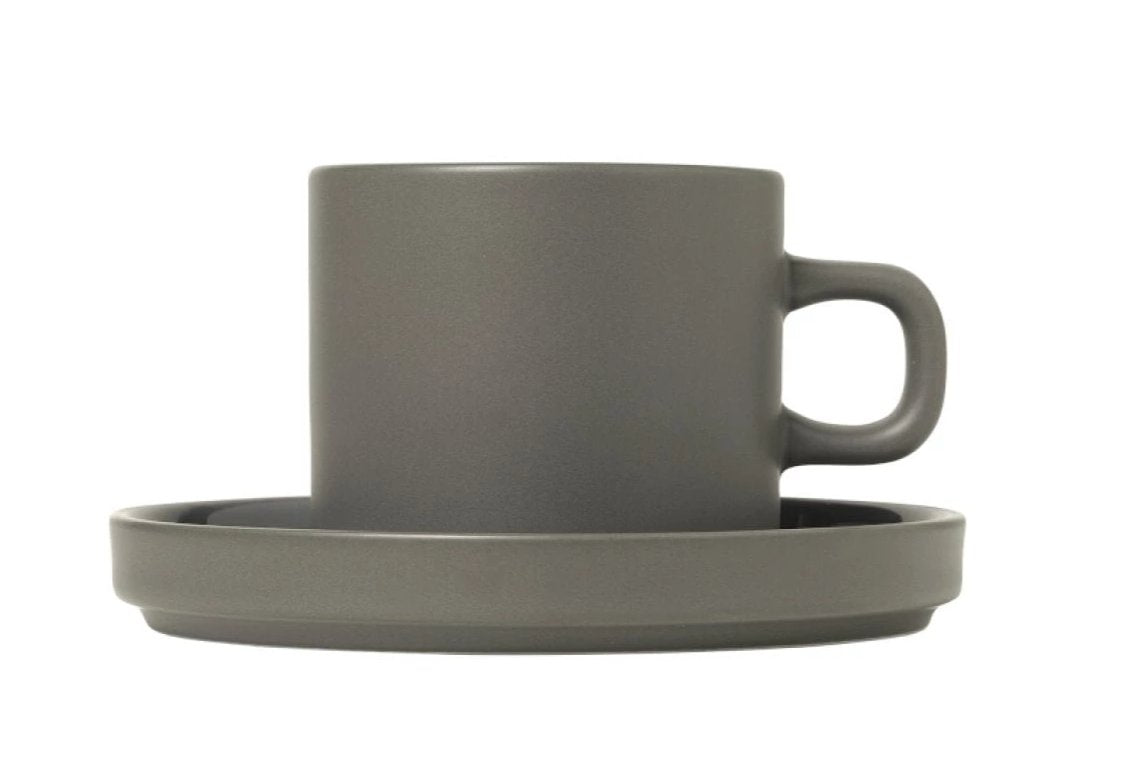 Coffee Cups with Saucers - PILAR - Pewter