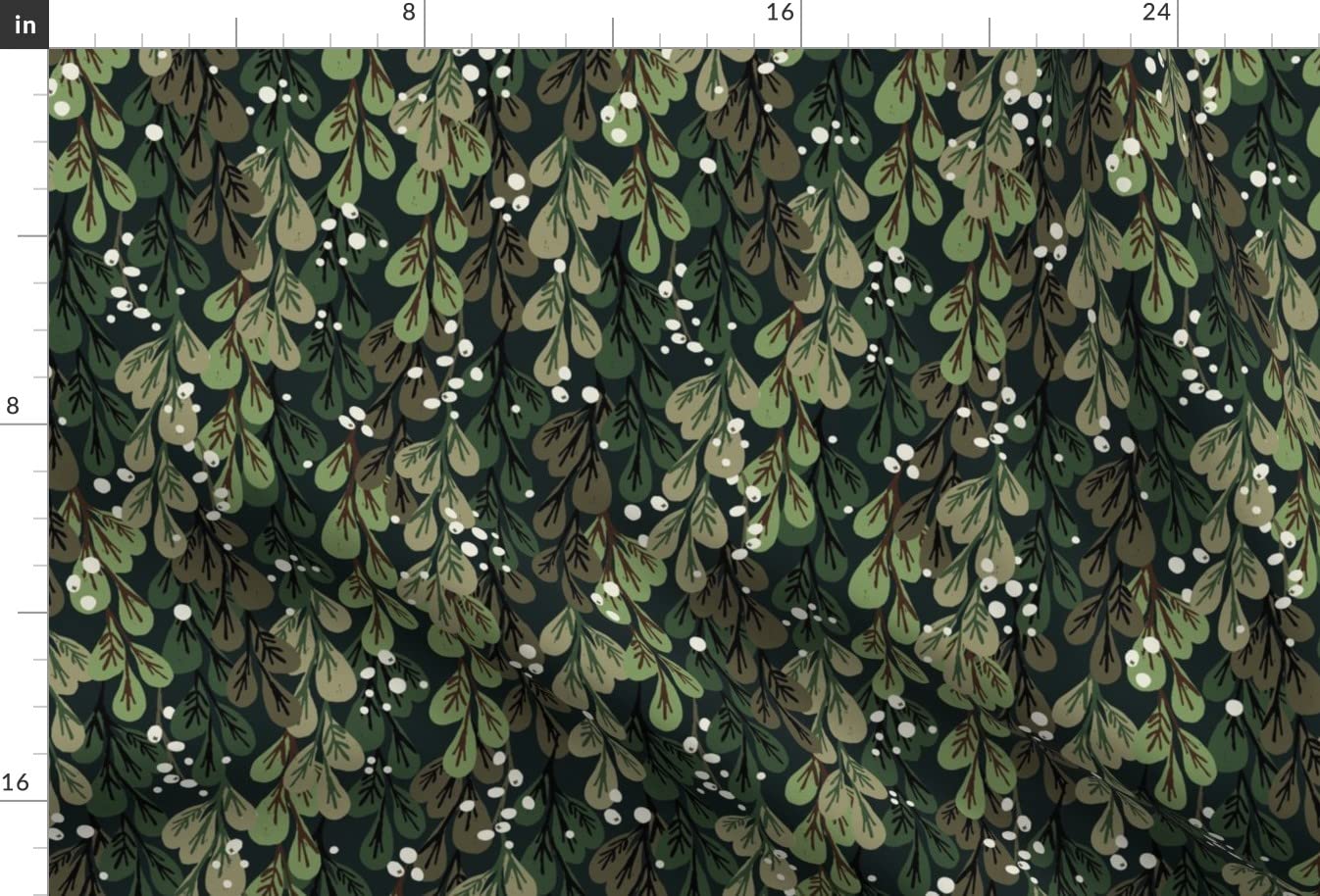 Christmas Holiday Green Rustic Farmhouse Greenery Botanical Printed Velvet Fabric - Fat Quarter for Upholstery, Home Decor & Apparel | Perfect for DIY Pillows, Curtains & Holiday Crafts