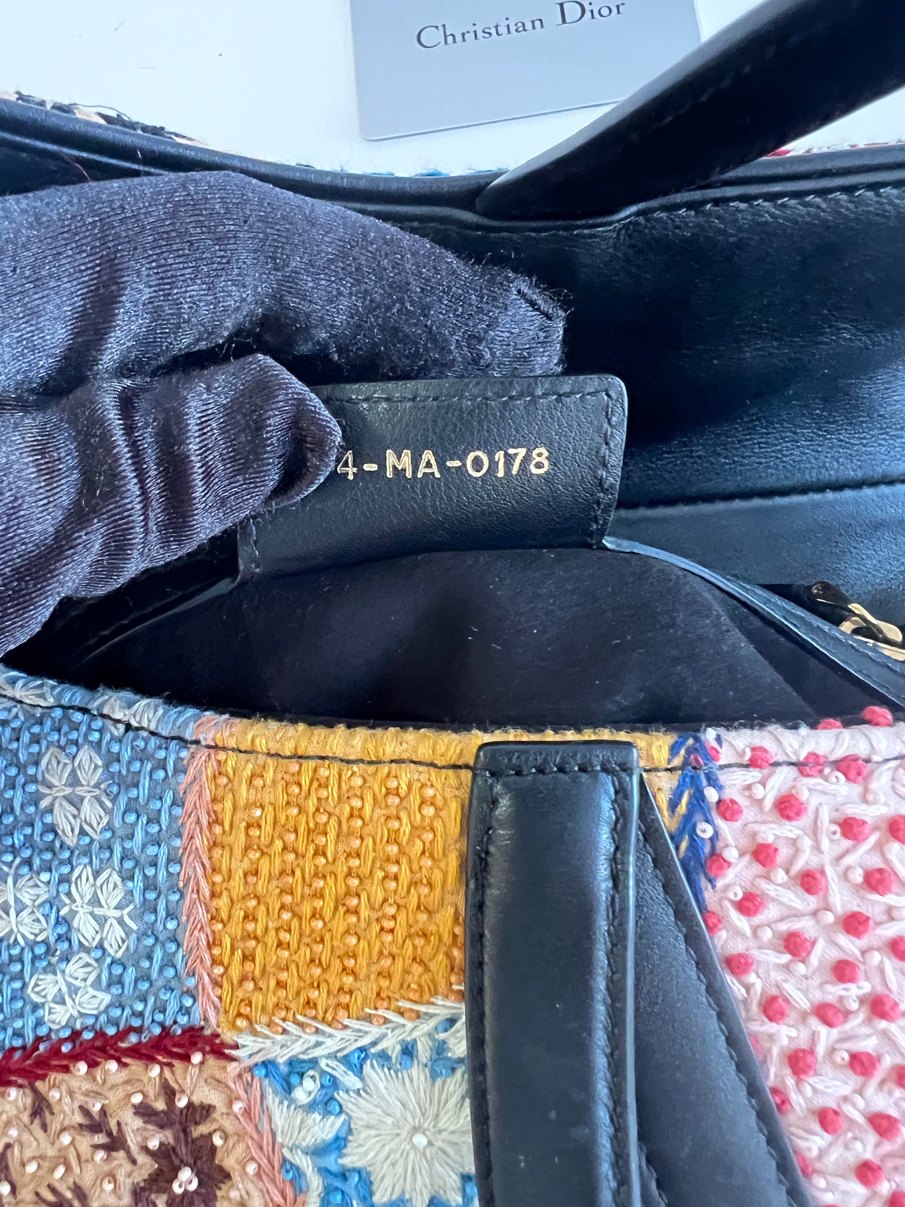 Dior Embroidered Beaded Saddle Bag - Large Size, Peace & Love Design | Luxury Crossbody Bag for Women, Perfect for Parties, Weddings & Everyday Use