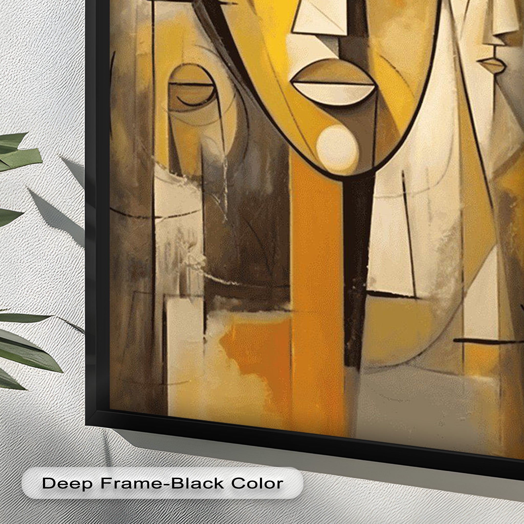 Amber Contours - Abstract Portrait Series in Picasso Oil Painting Style | Modern Wall Art for Living Room, Bedroom & Office Decor