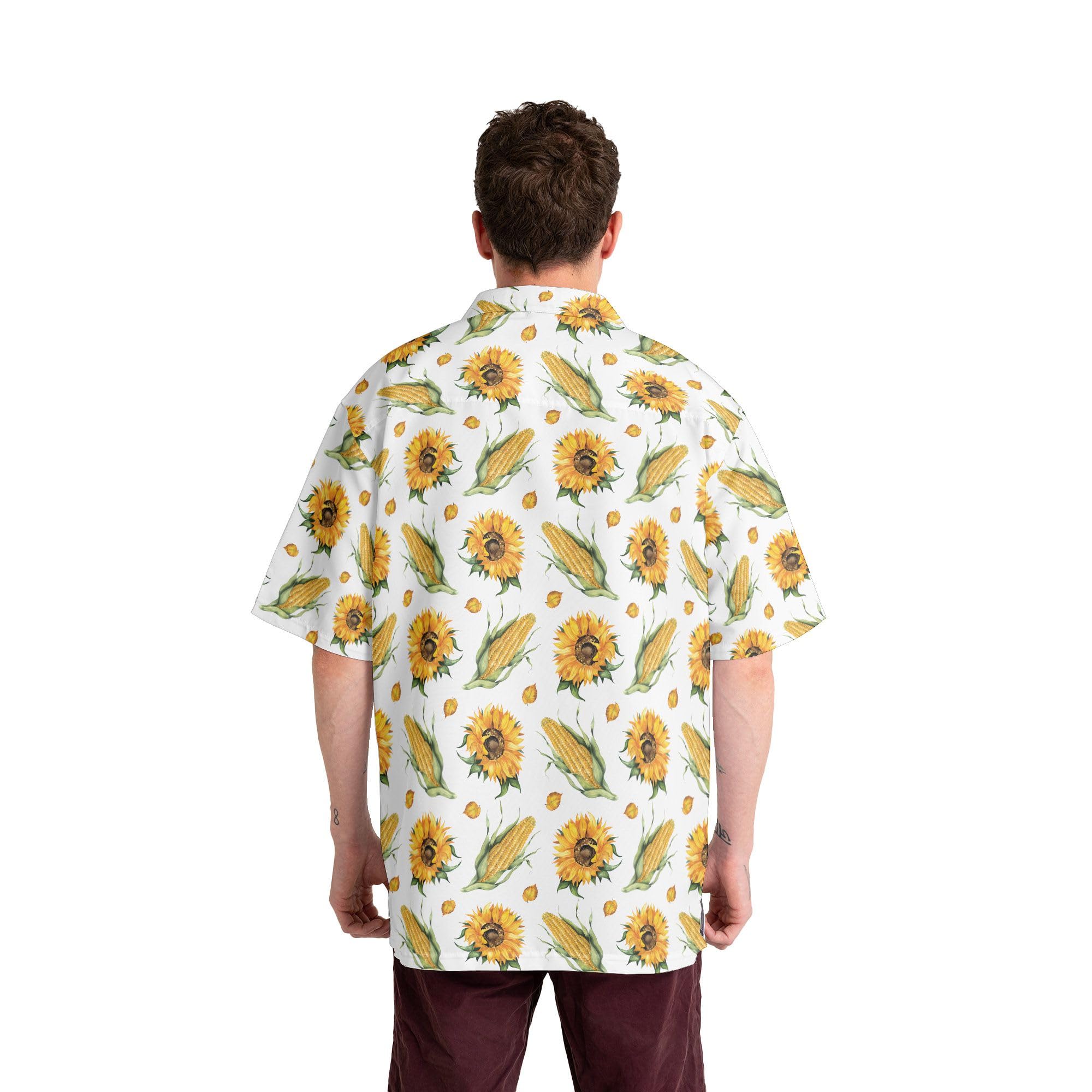 HYPERFAVOR Corn Print Hawaiian Shirts for Men & Women - Short Sleeve Corn on Cob Graphic Tees - Fun Corn Lover Gifts for Summer Parties & BBQ Events