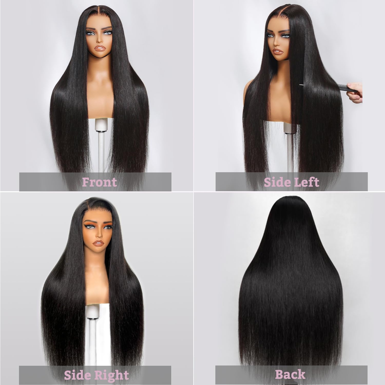 Glueless Human Hair Wigs for Women - 32 Inch Straight Lace Front Wig with HD Lace & 220% Density, Pre Plucked & Pre Cut 7x5 Lace Closure, No Glue Needed, Natural Black | Perfect for Daily Wear, Special Occasions & Protective Styling