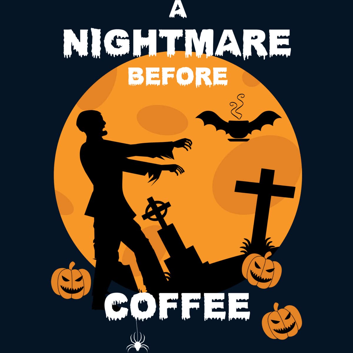 Funny Halloween Zombie Sweatshirt - Design By Humans Unisex A Nightmare Before Coffee - Perfect for Halloween Costumes, Cosplay & Casual Wear
